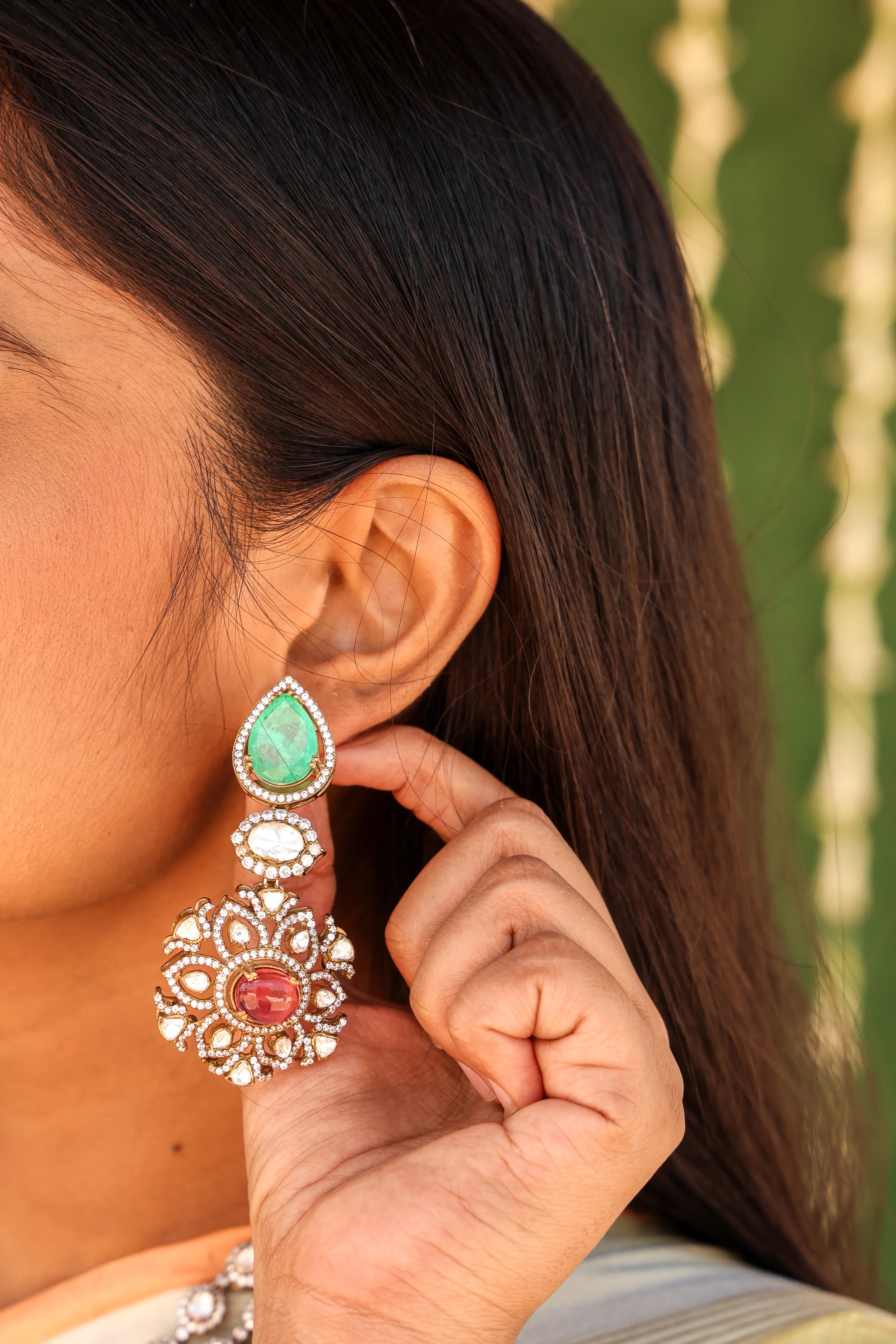 Mahira Emerald Heritage Earrings