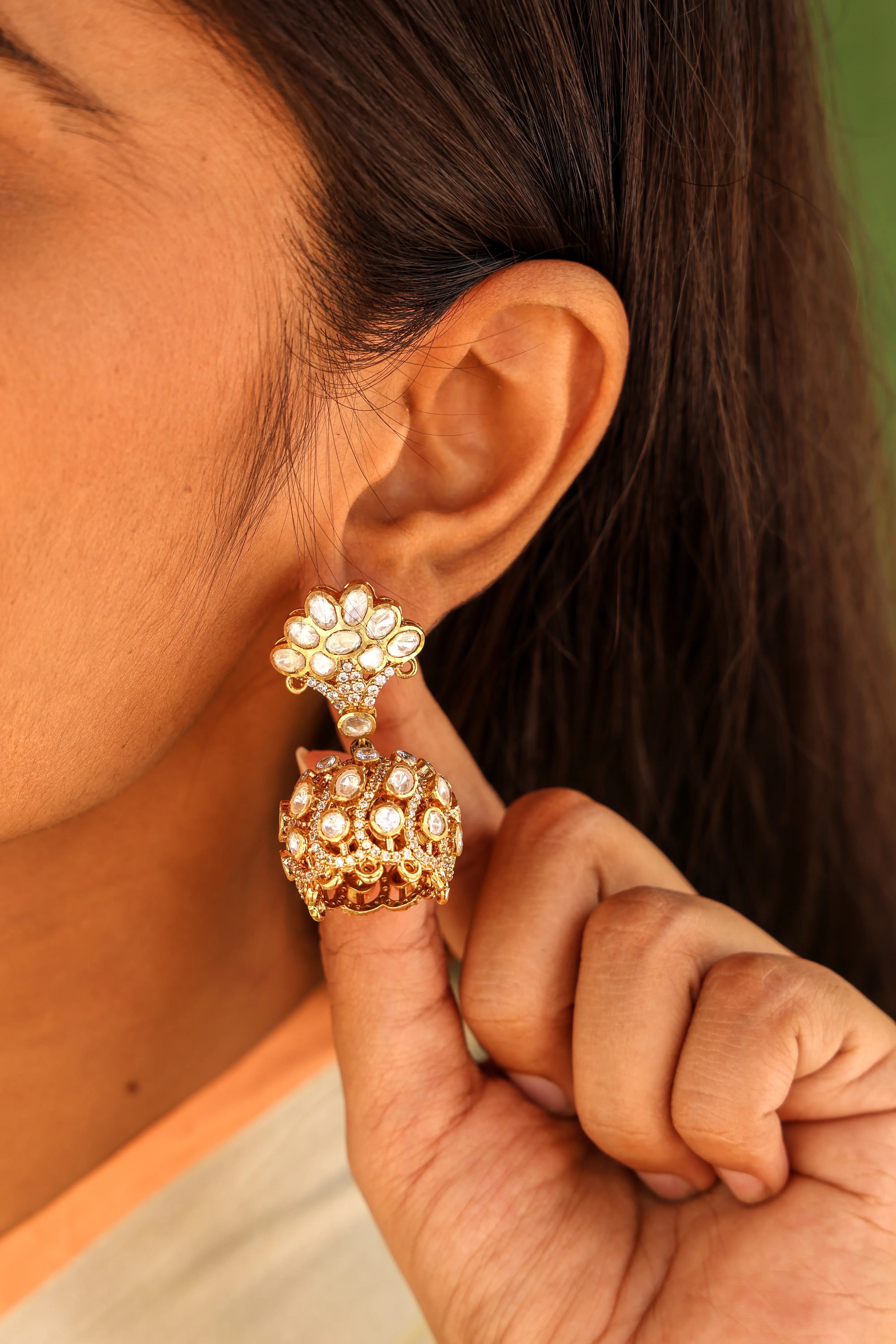 Ruhani - Moissanaite Jhumka Earrings