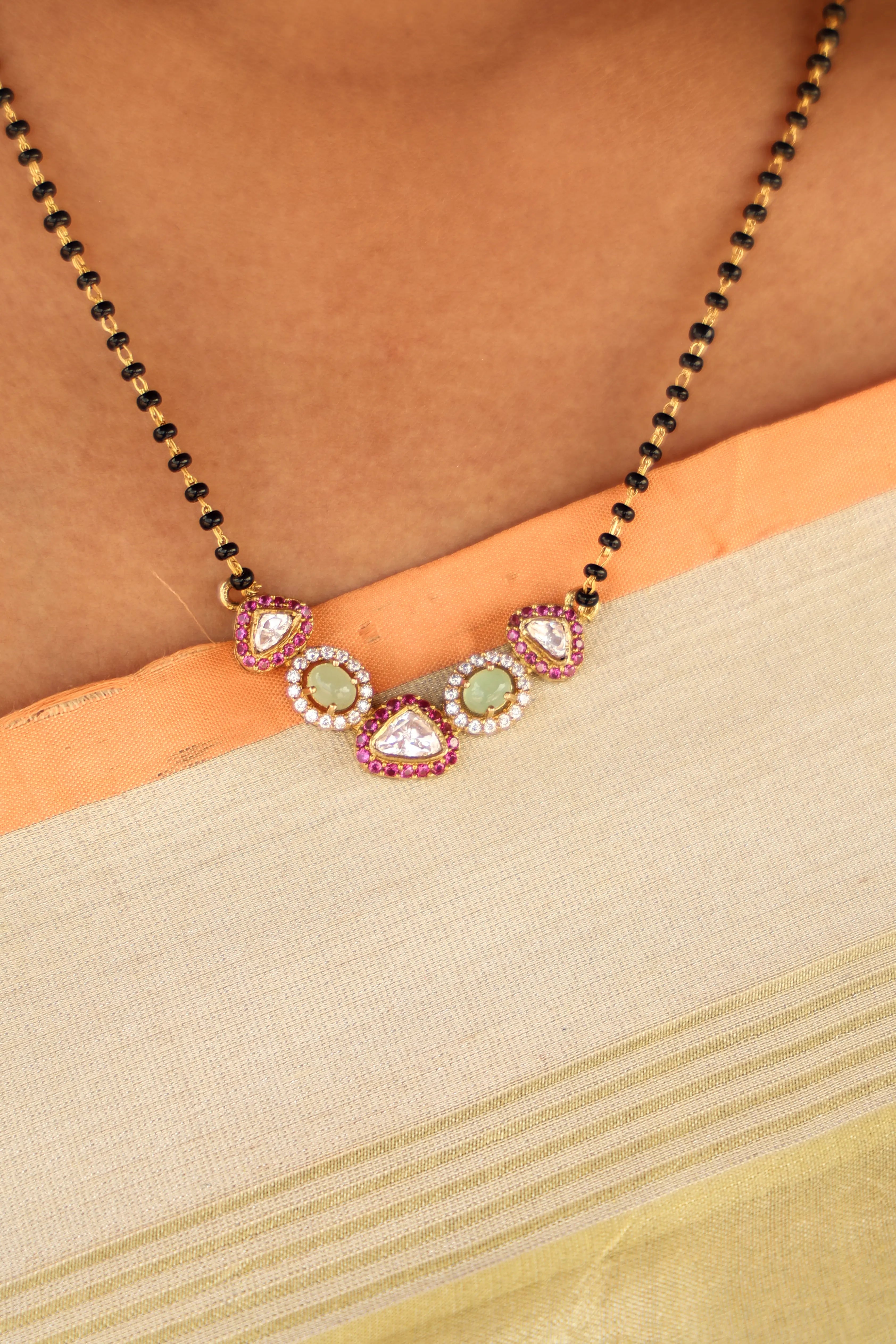 Saanvi Moissanite & Ruby Mangalsutra