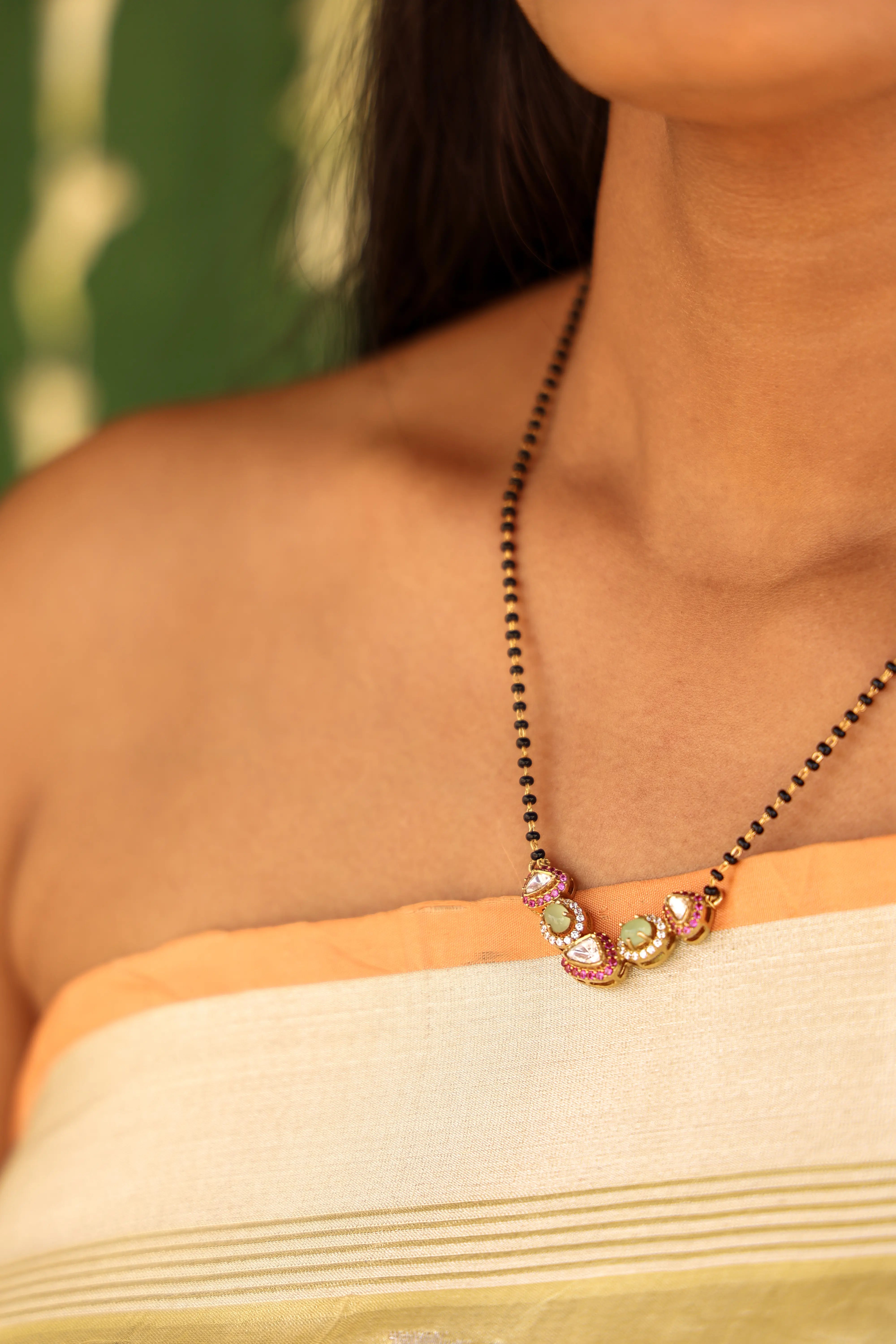 Saanvi Moissanite & Ruby Mangalsutra