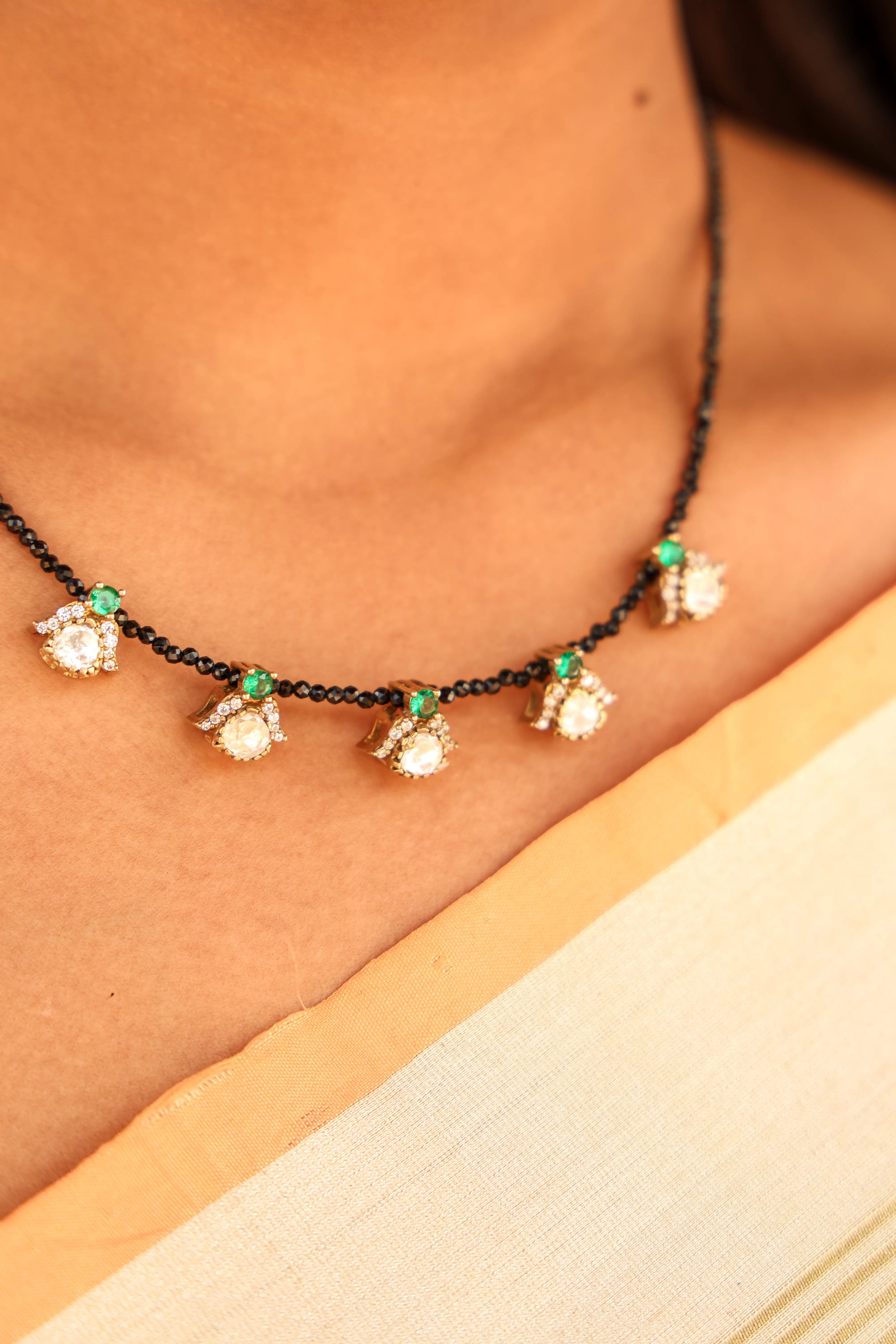 Ishita Moissanite & Emerald Mangalsutra