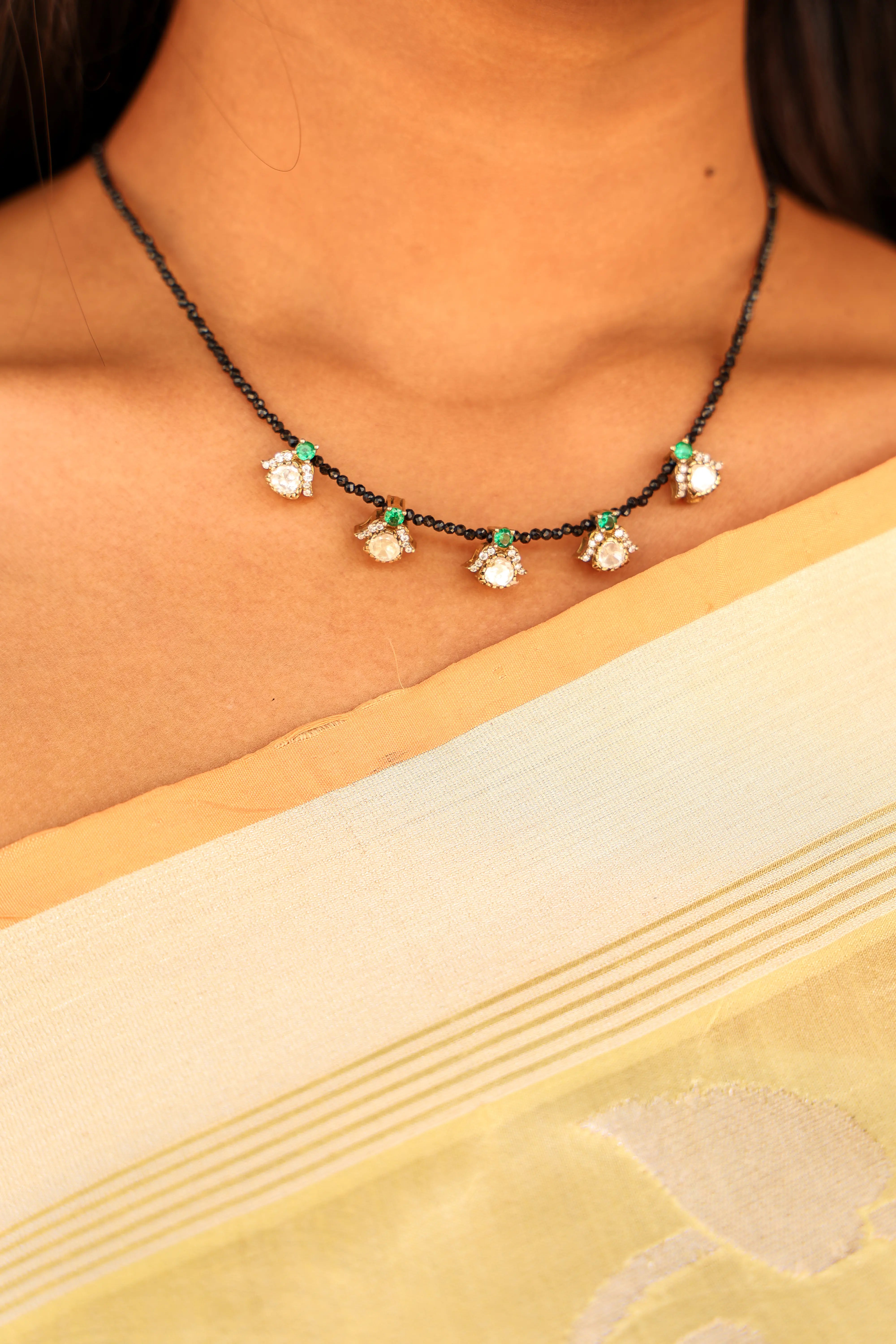 Ishita Moissanite & Emerald Mangalsutra
