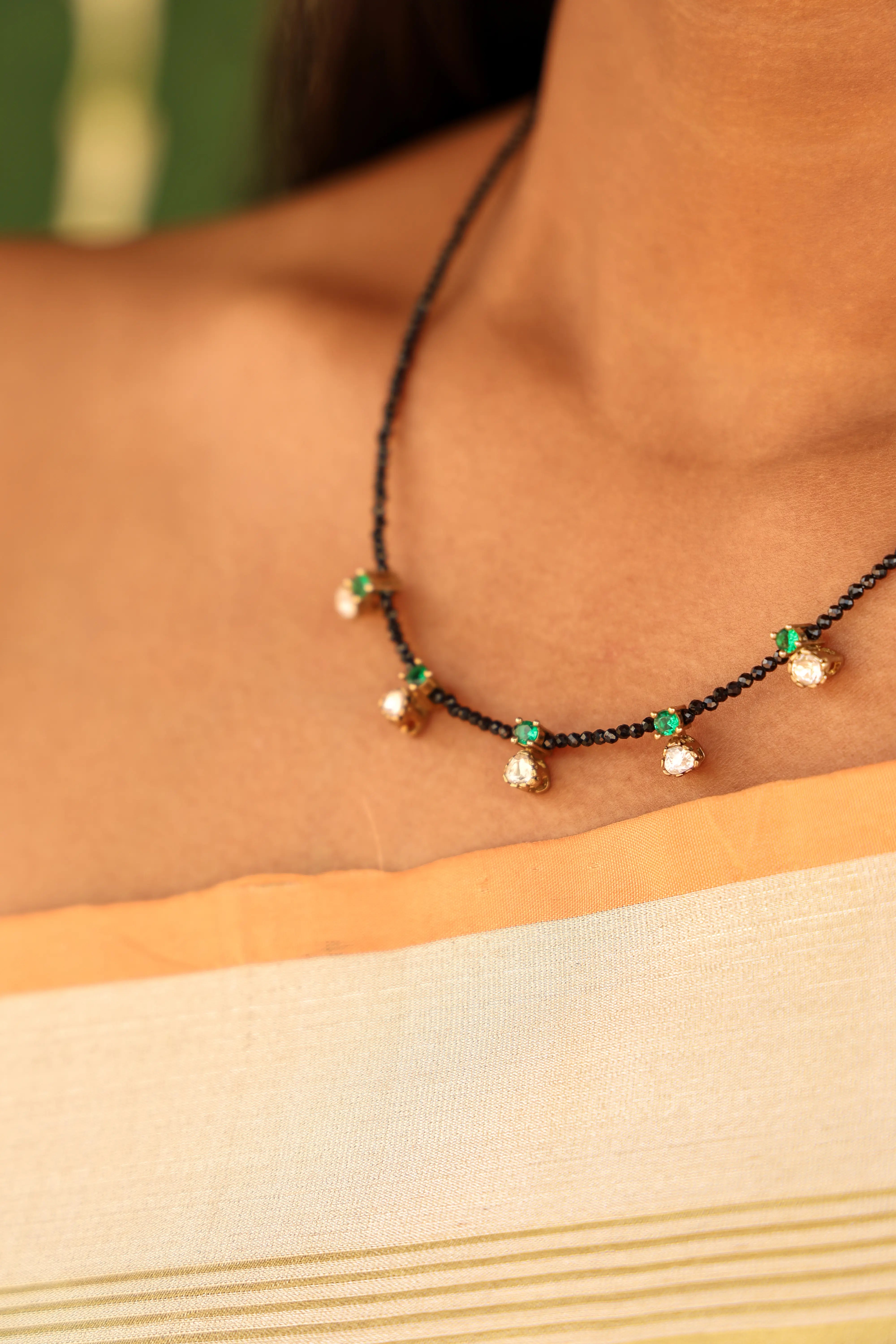 Avani Moissanite & Emerald Mangalsutra