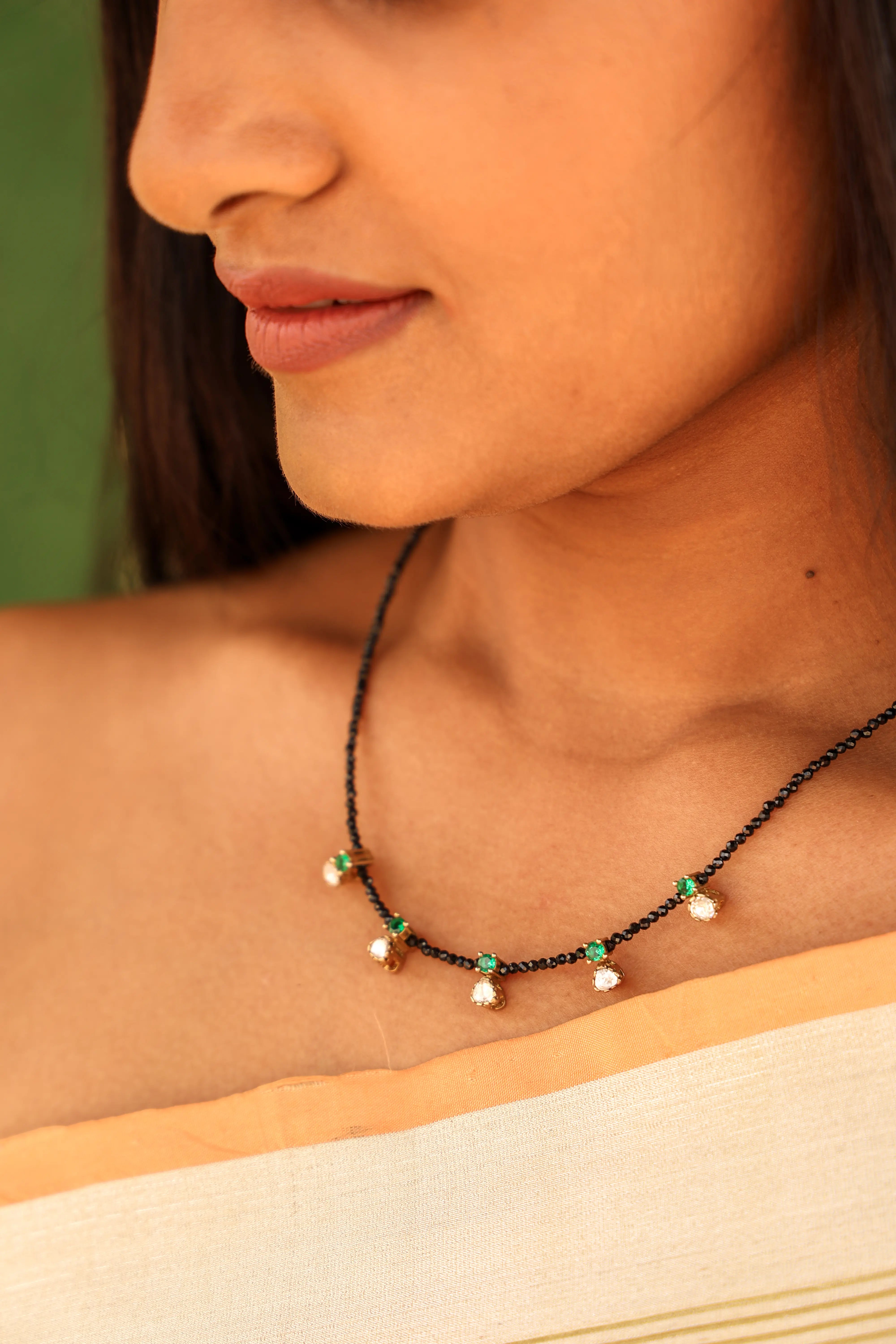 Avani Moissanite & Emerald Mangalsutra