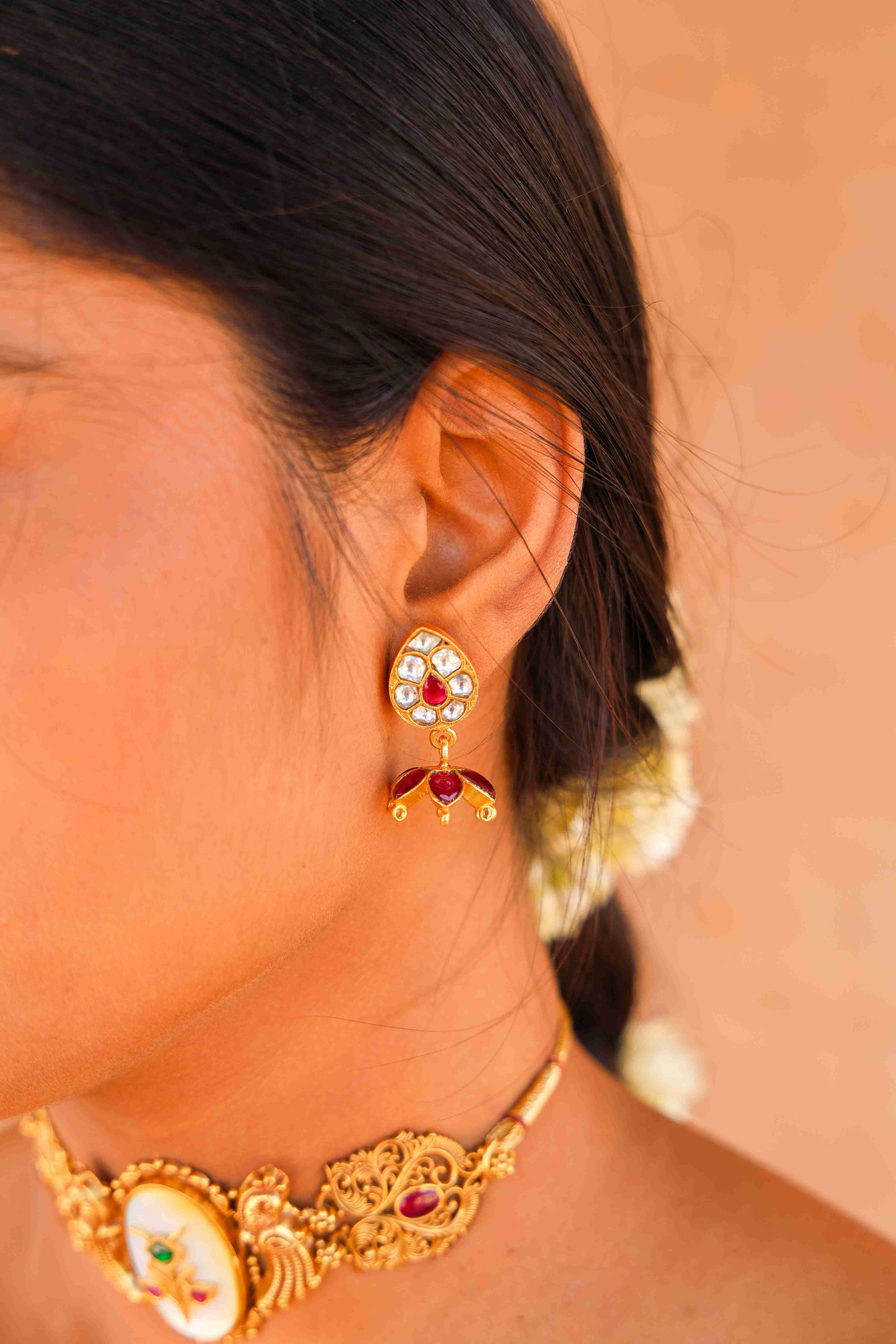 Ruby Blossom Drop Earrings