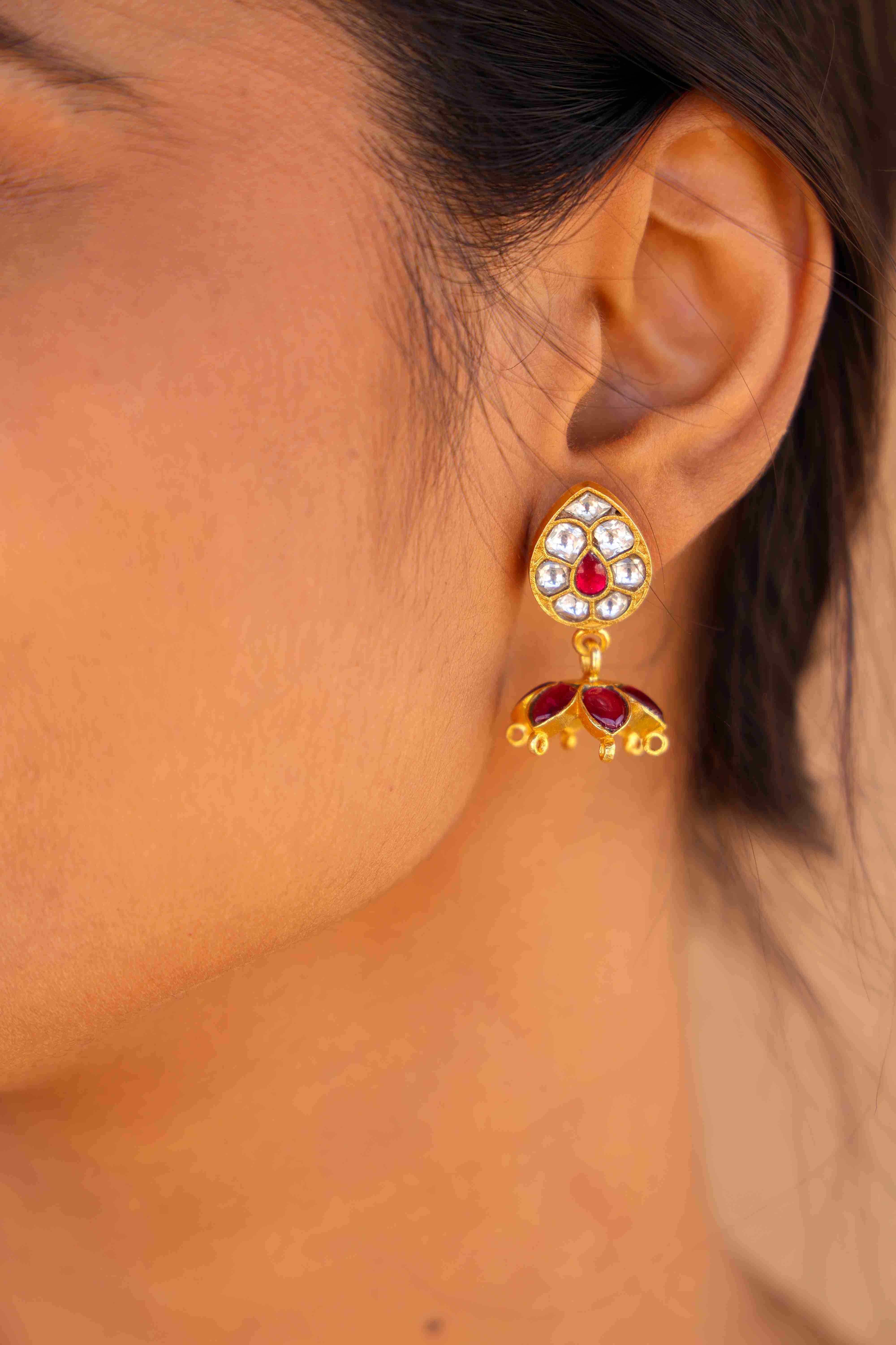Ruby Blossom Drop Earrings