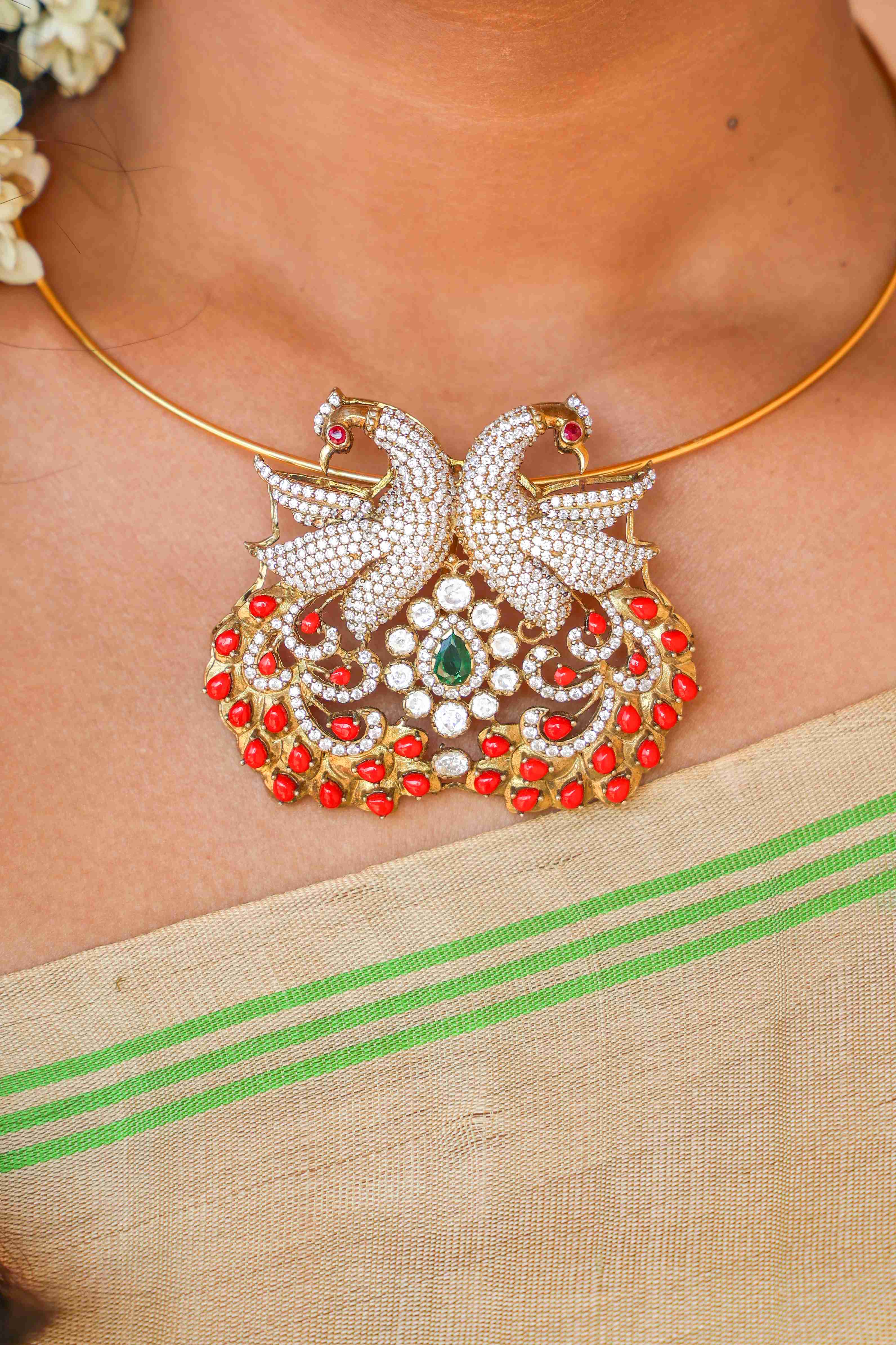 Twin Peacock Heritage Pendant