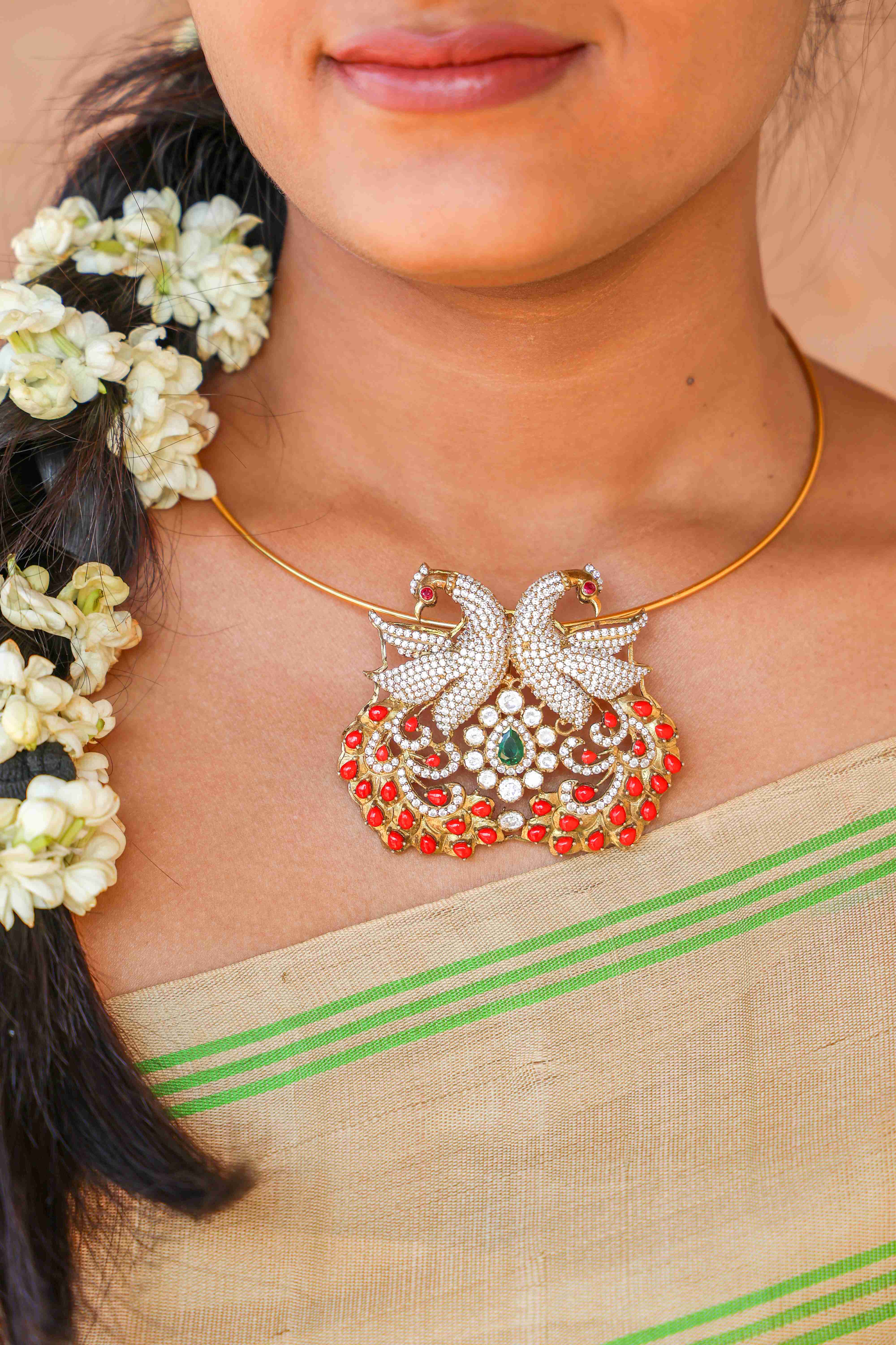 Twin Peacock Heritage Pendant