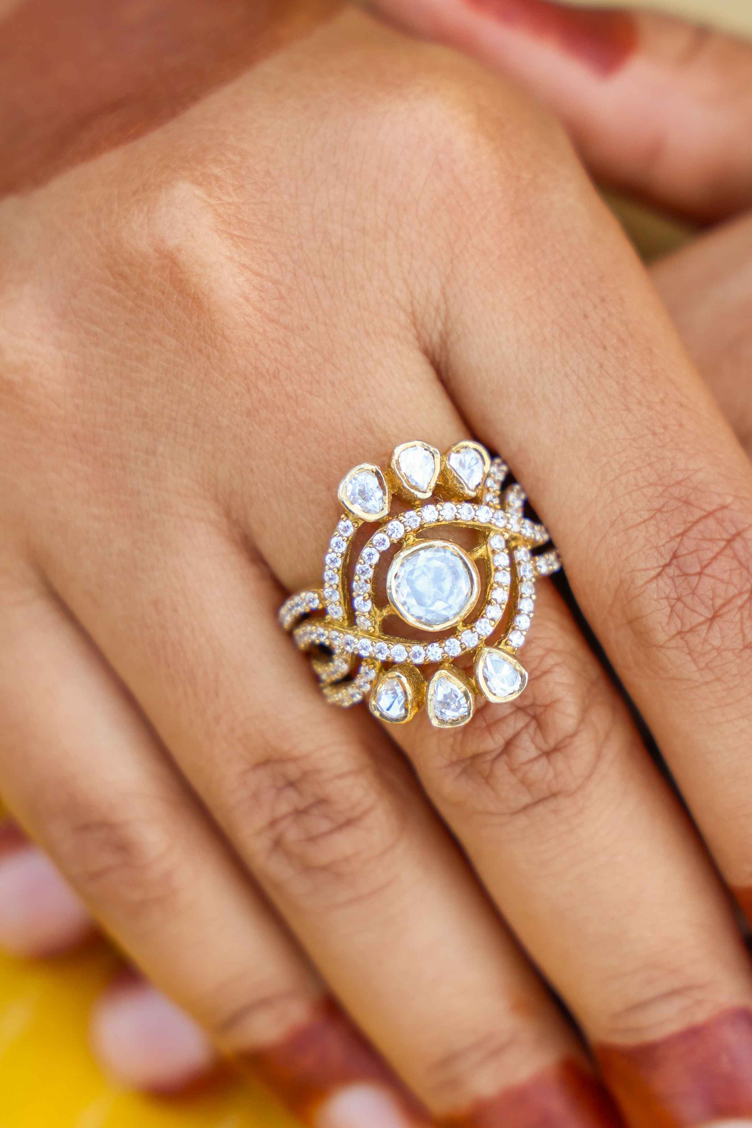 Moissanite Nazar Ring