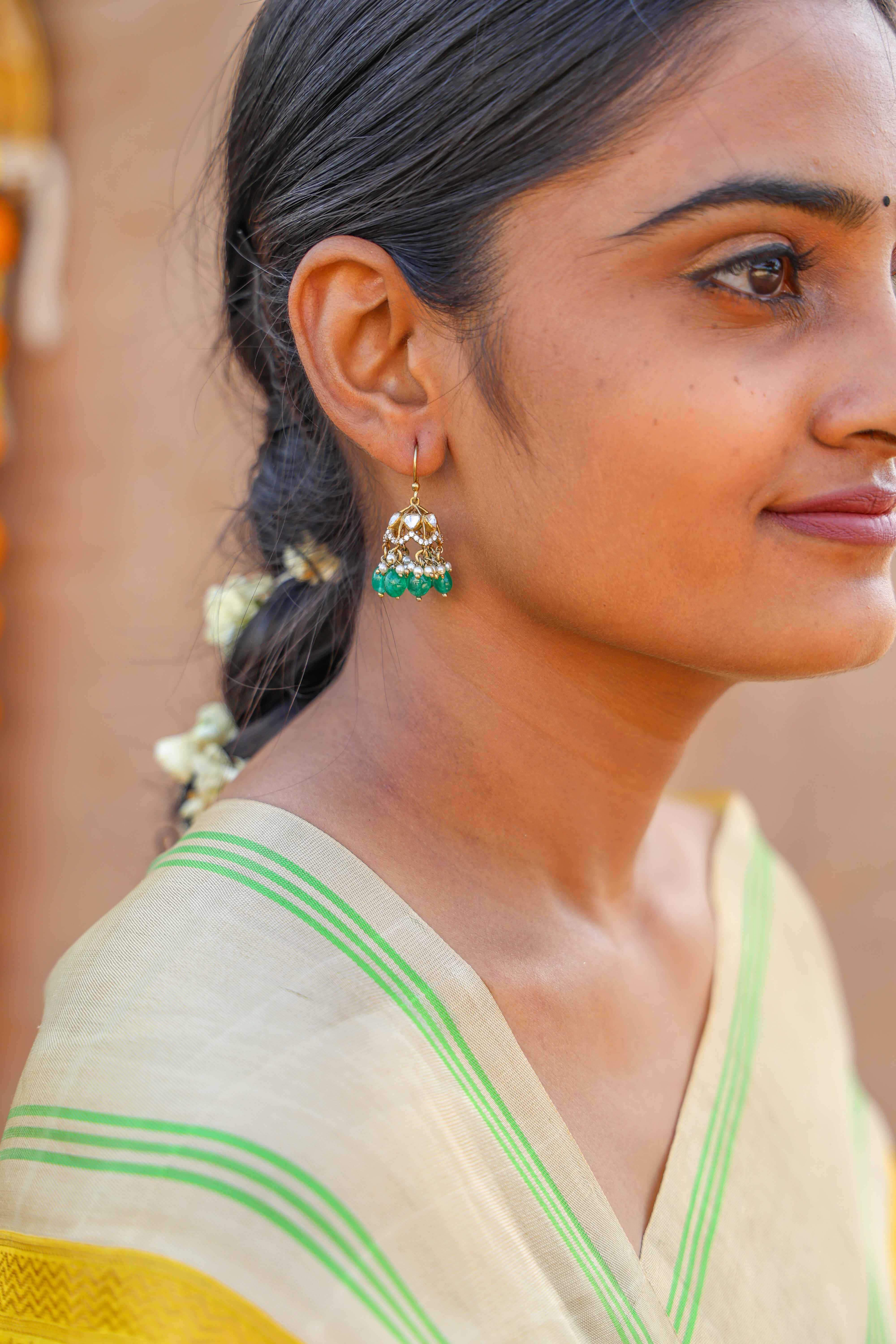 Emerald Bliss Jhumka Earrings