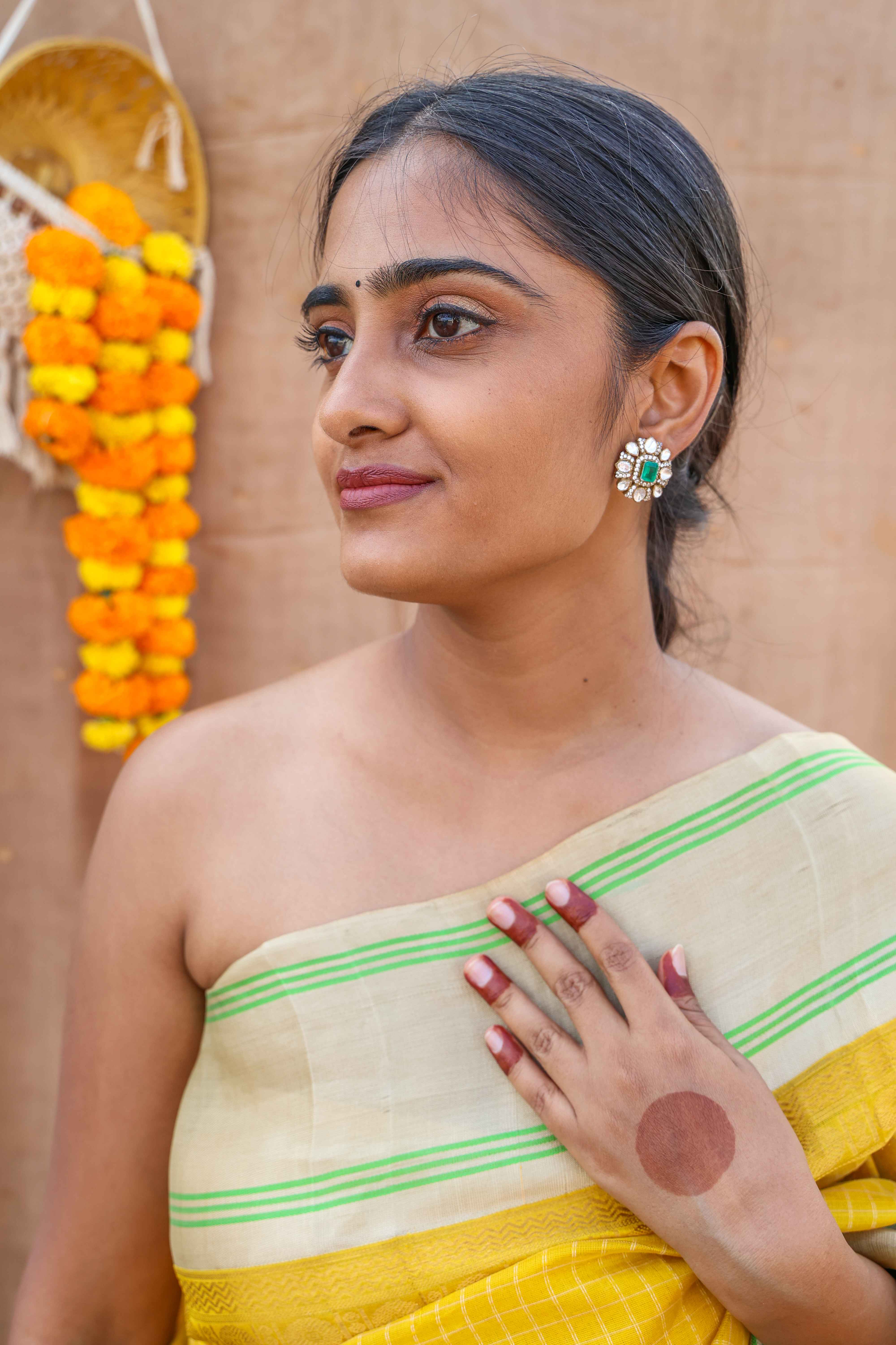 Majestic Emerald and Moissanite Studs