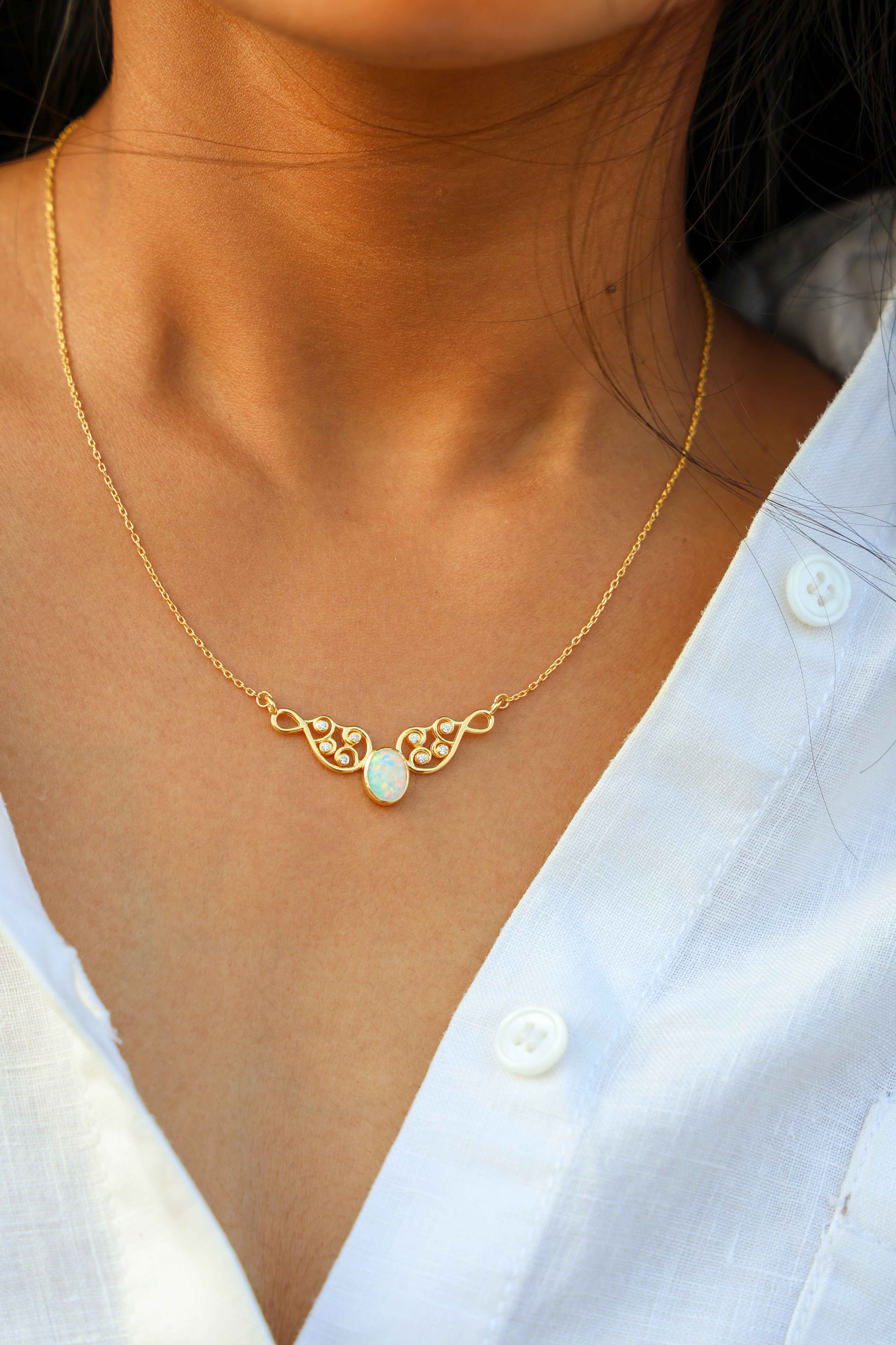 Opulent Opal Swirl Necklace