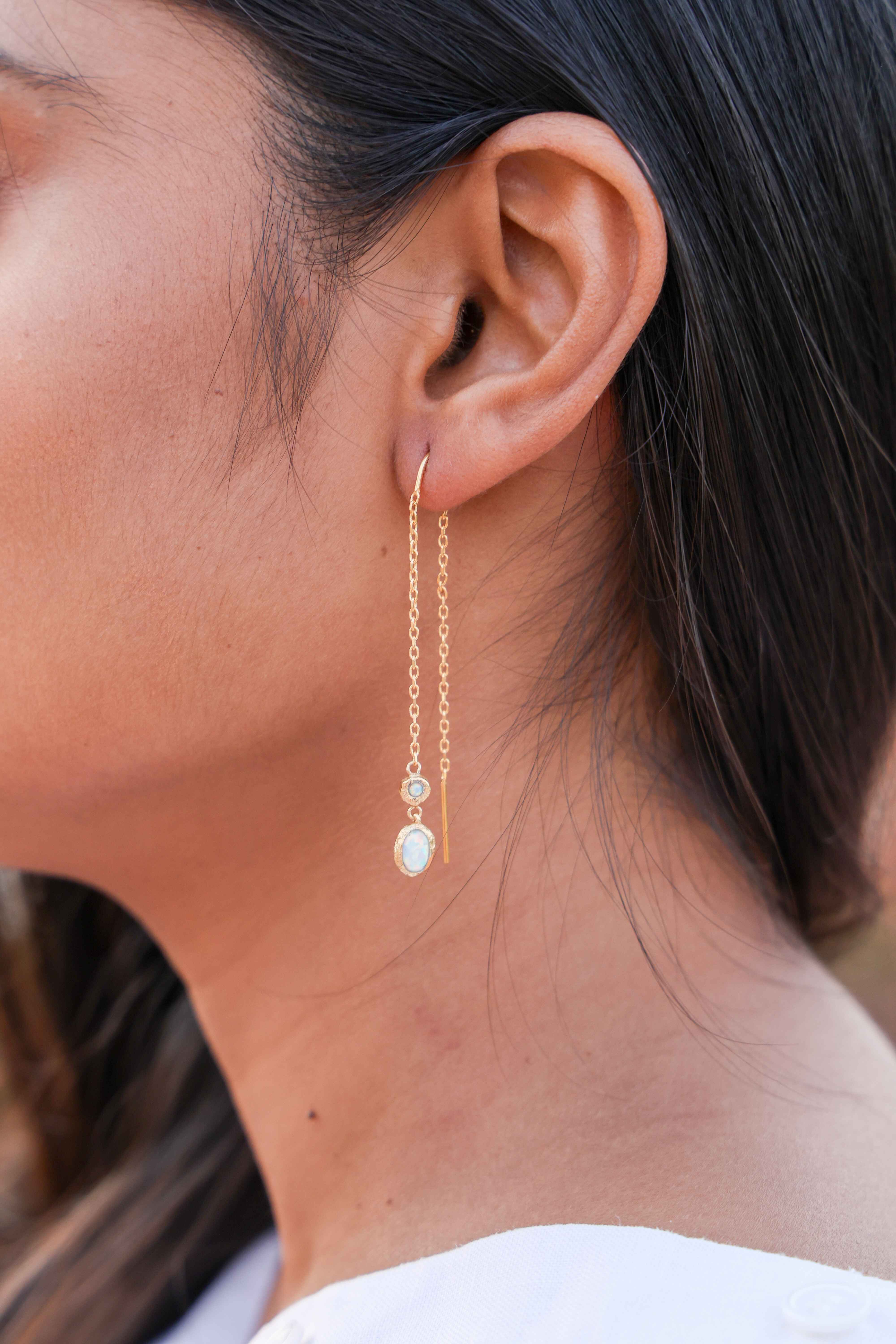 Threader Opal Drop Earrings