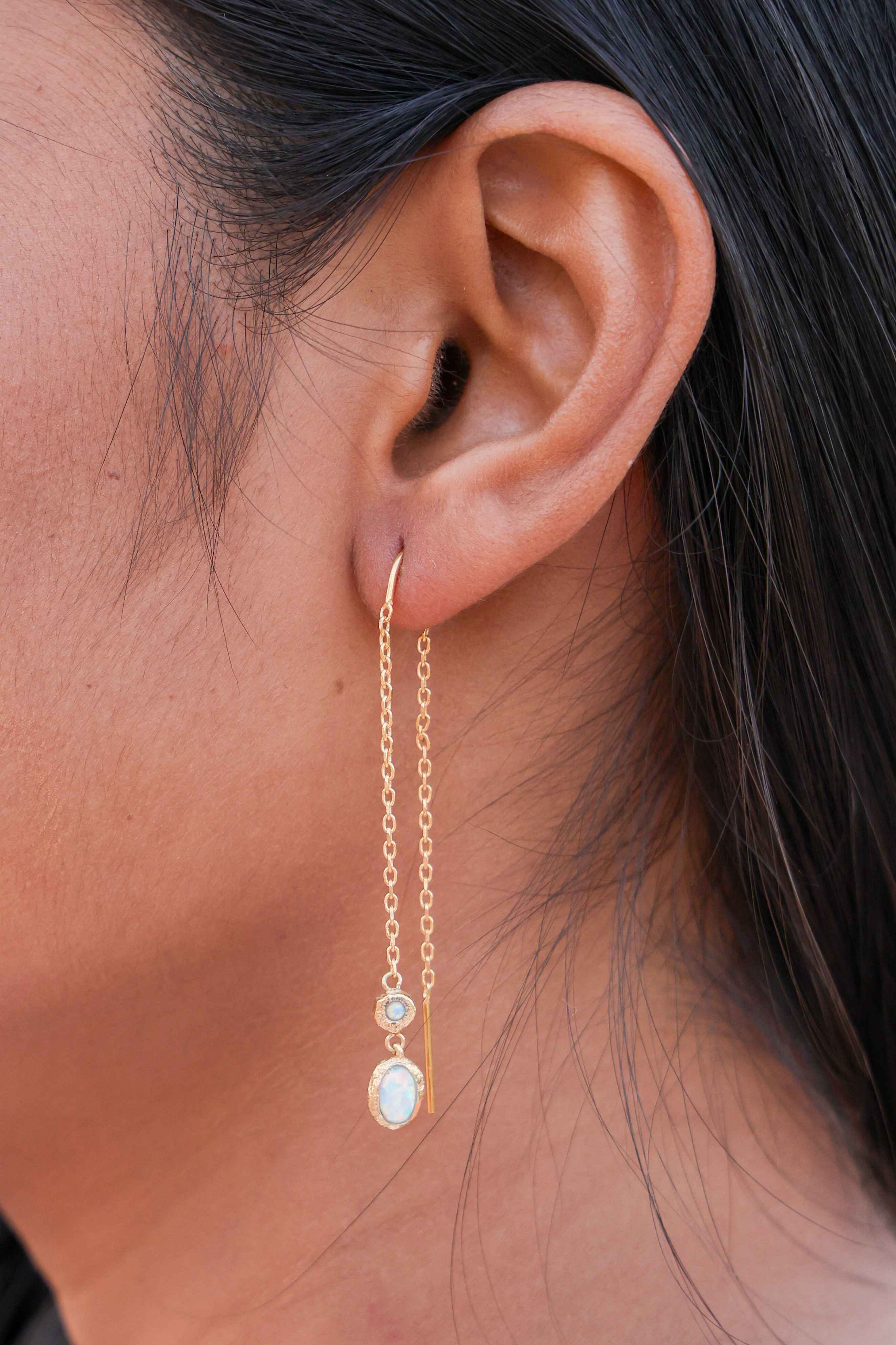 Threader Opal Drop Earrings