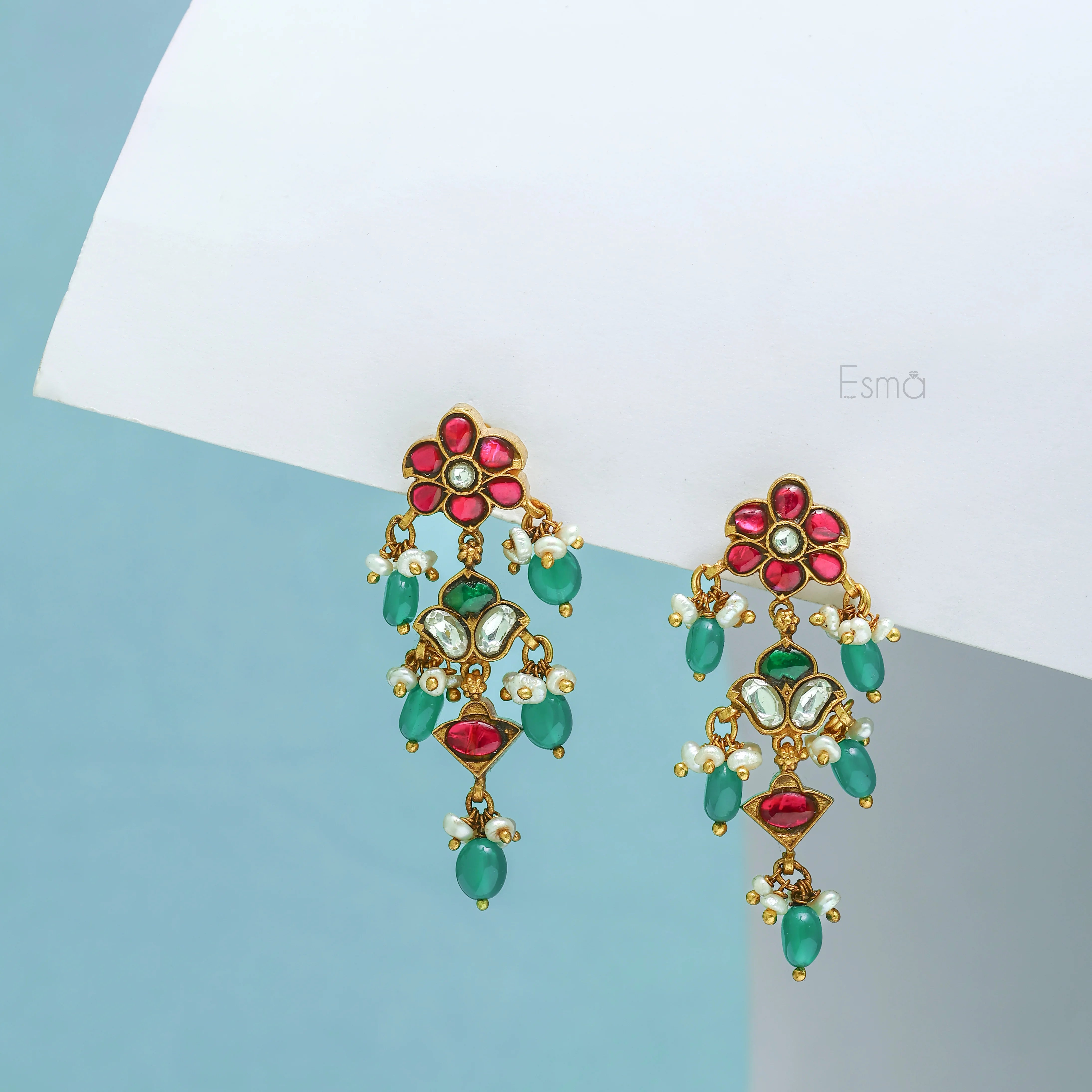 Gul-e-Hina Floral Drop Earrings
