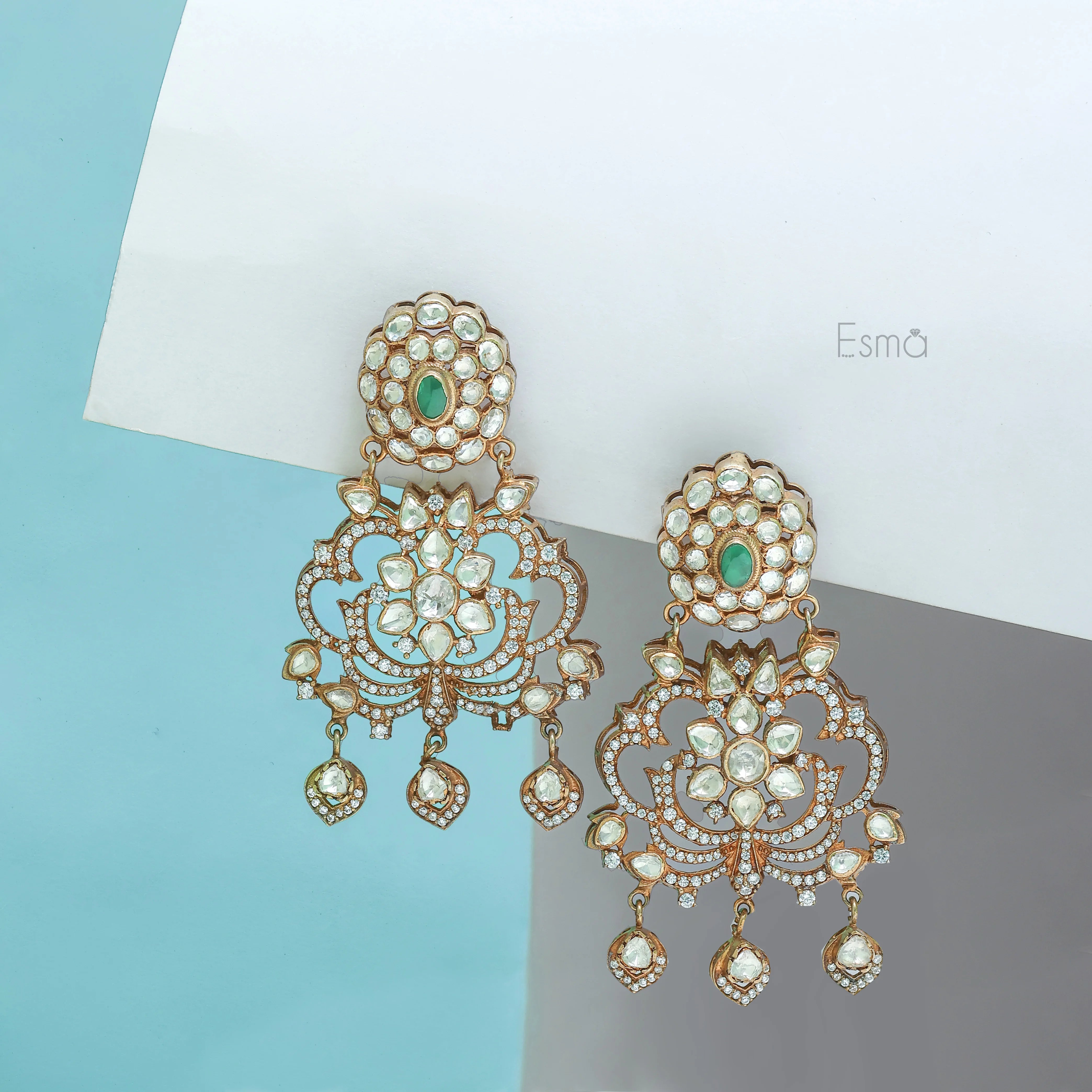 Emerald Blossom Chandelier Earrings