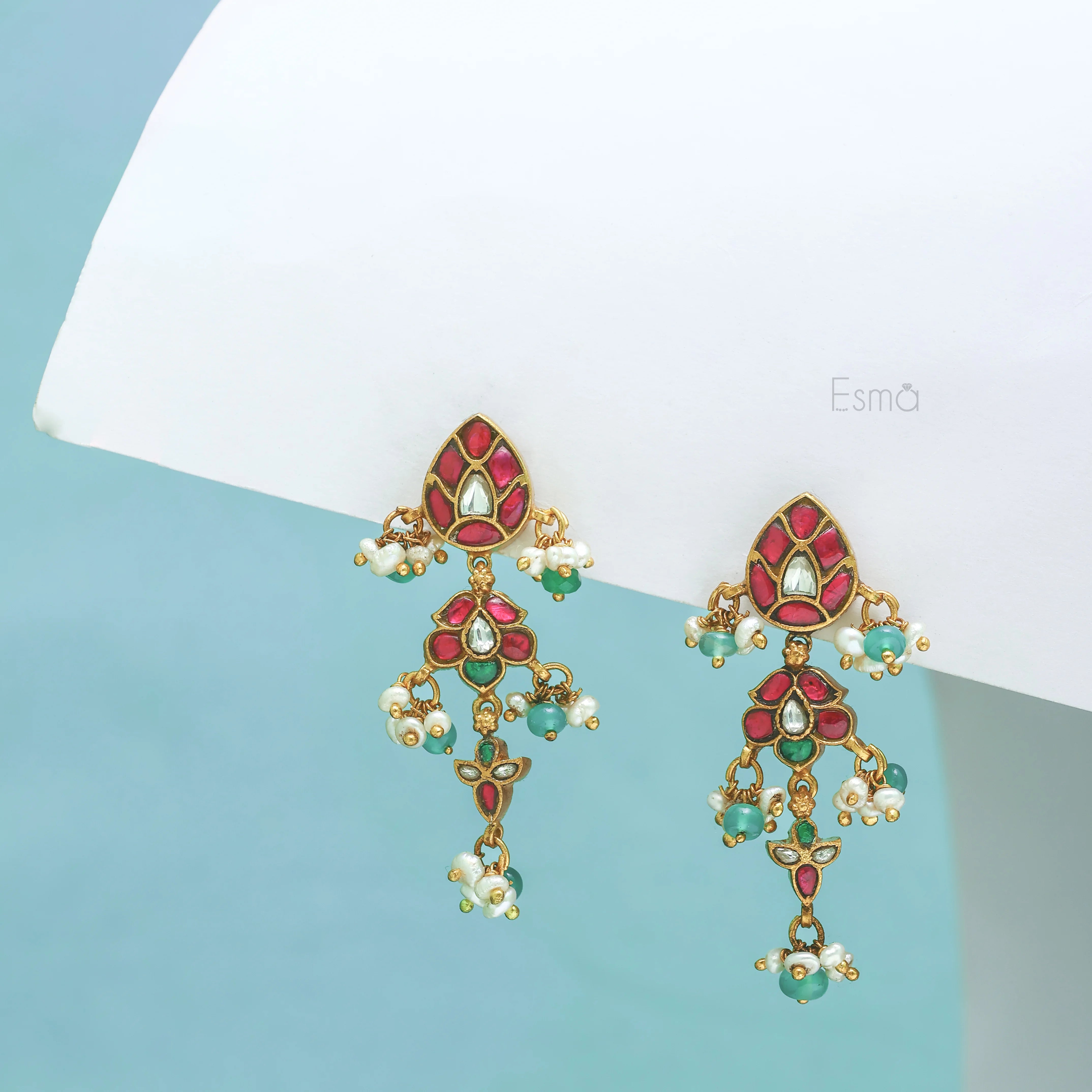 Ruby & Emerald Drop Earrings