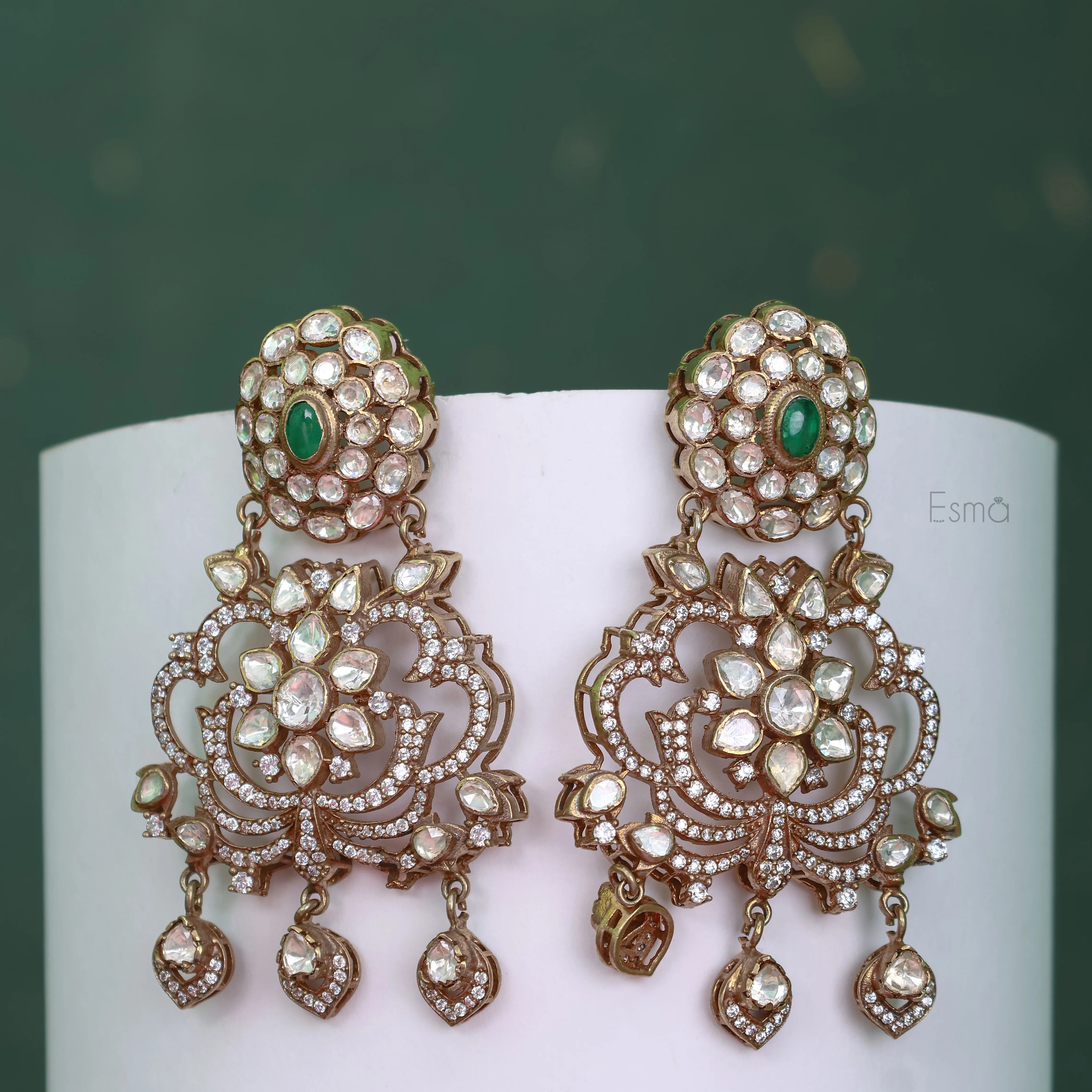 Emerald Blossom Chandelier Earrings