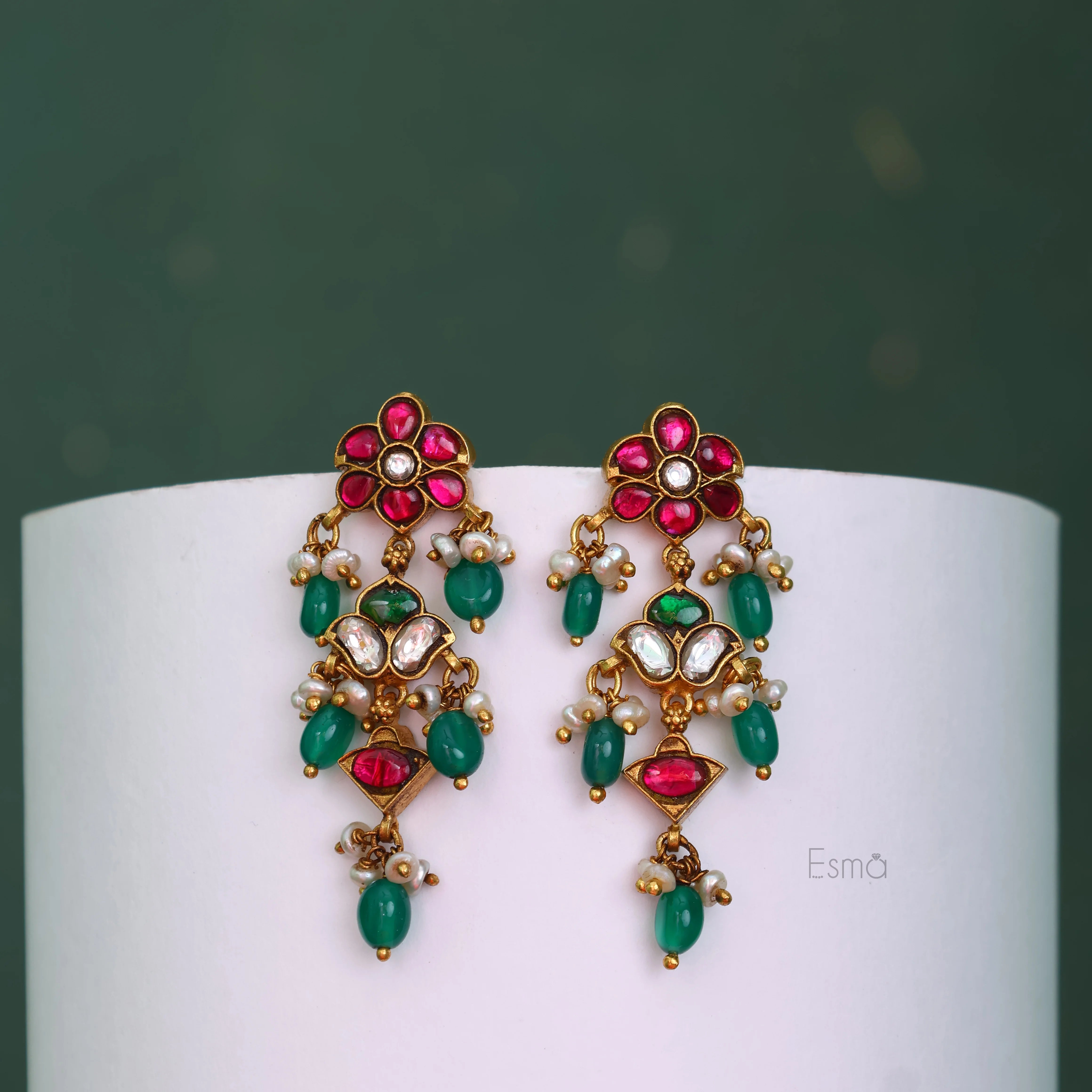 Gul-e-Hina Floral Drop Earrings