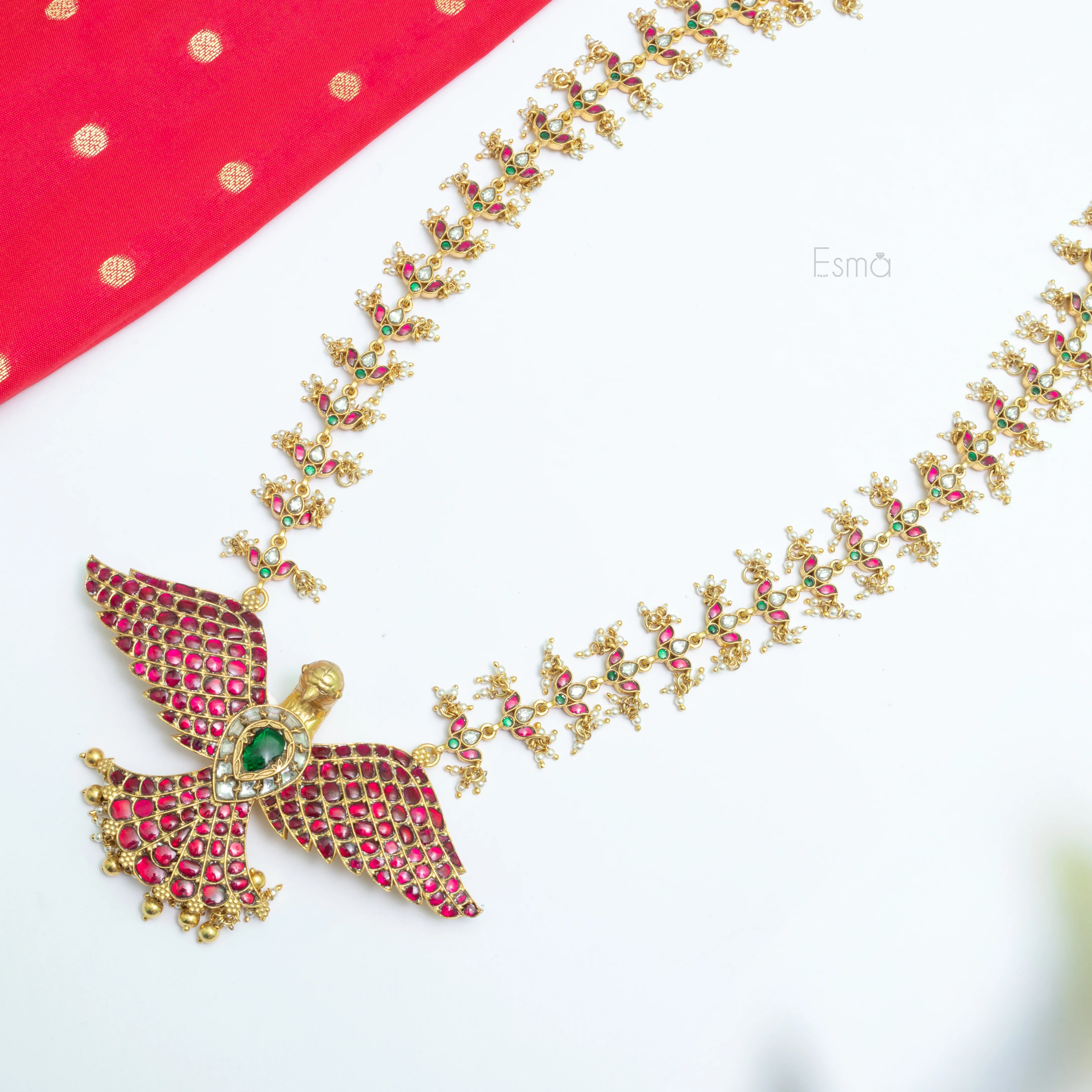 Garuda Ruby & Emerald Temple Necklace