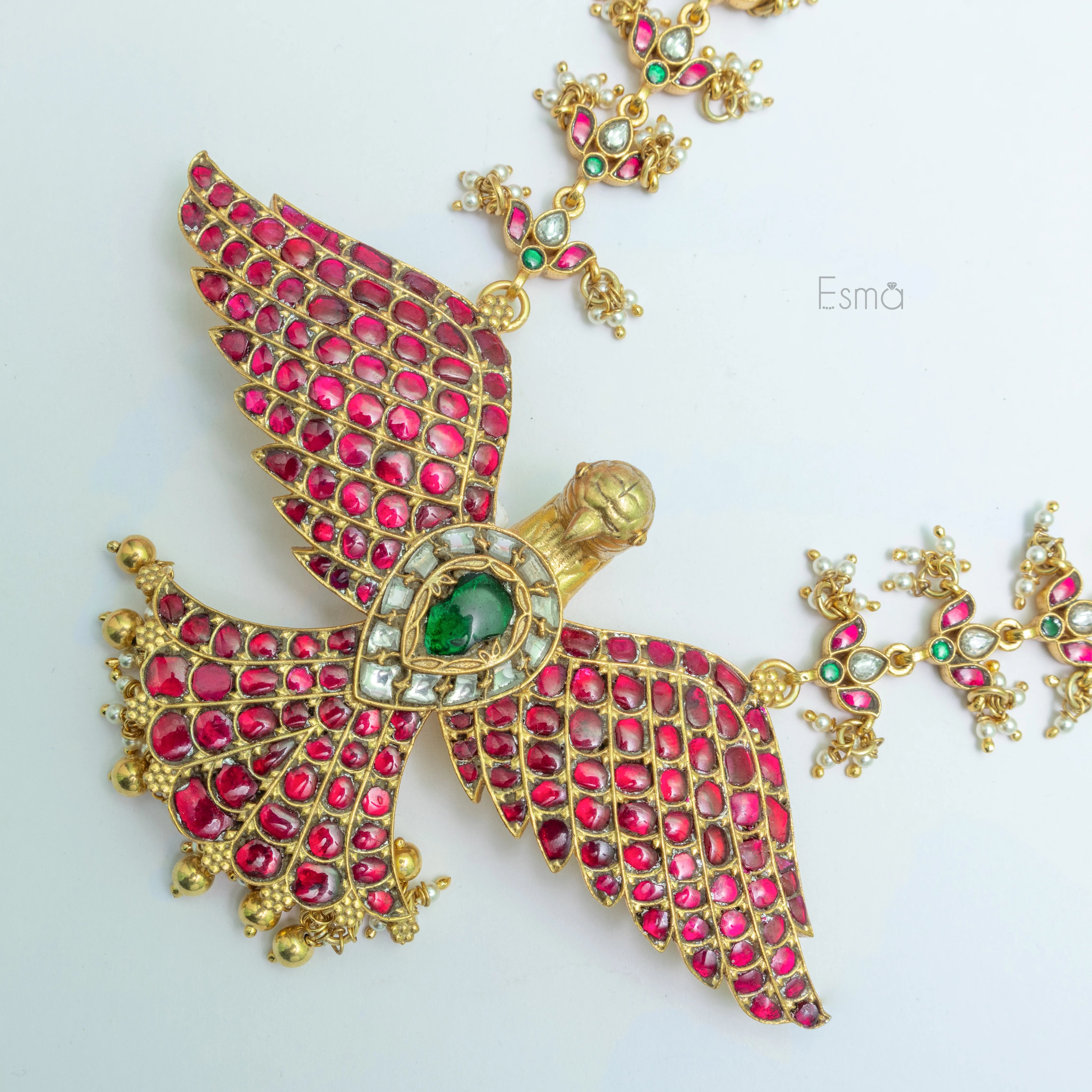 Garuda Ruby & Emerald Temple Necklace