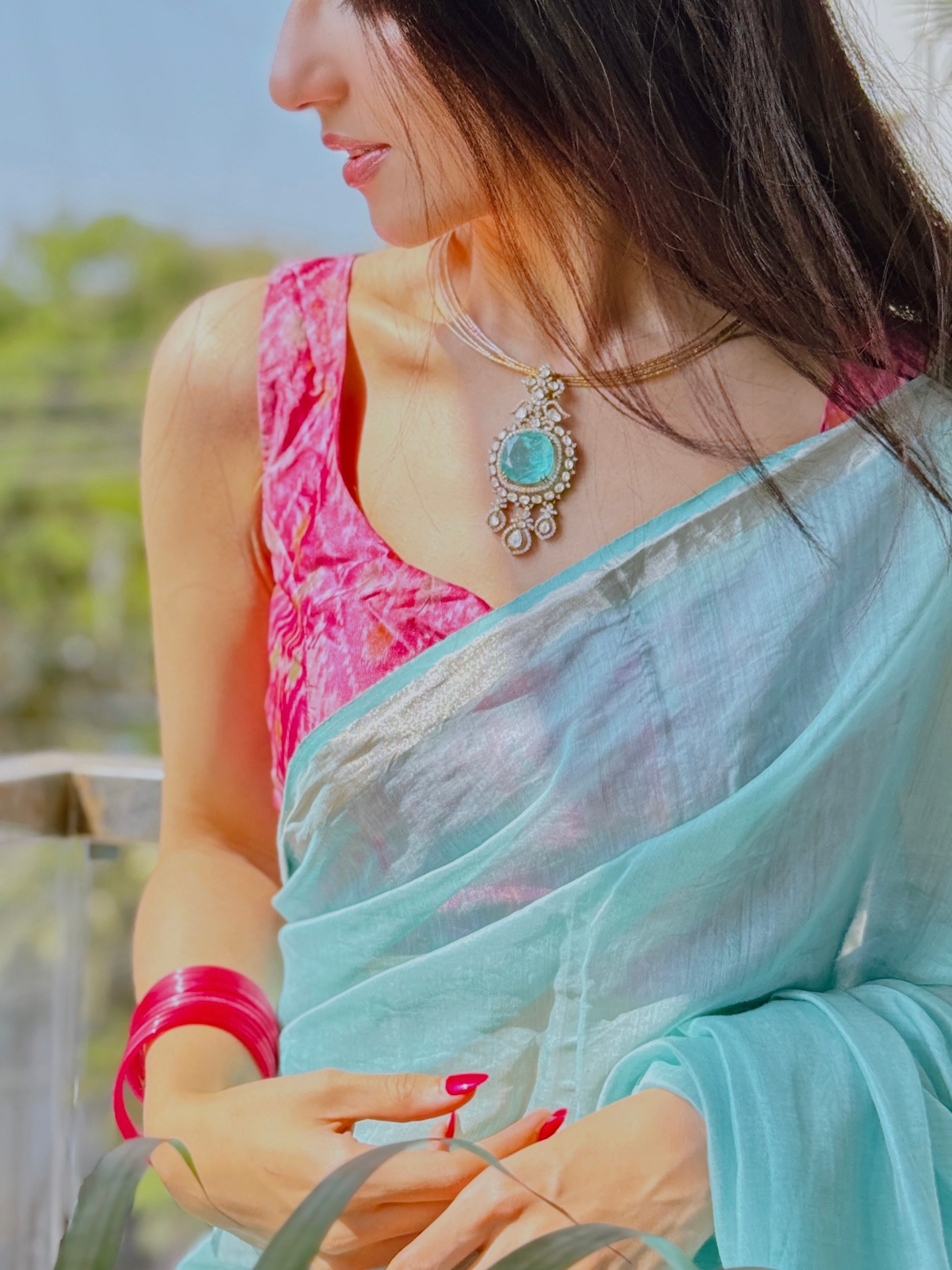 Aqua Royal Emerald Pendant