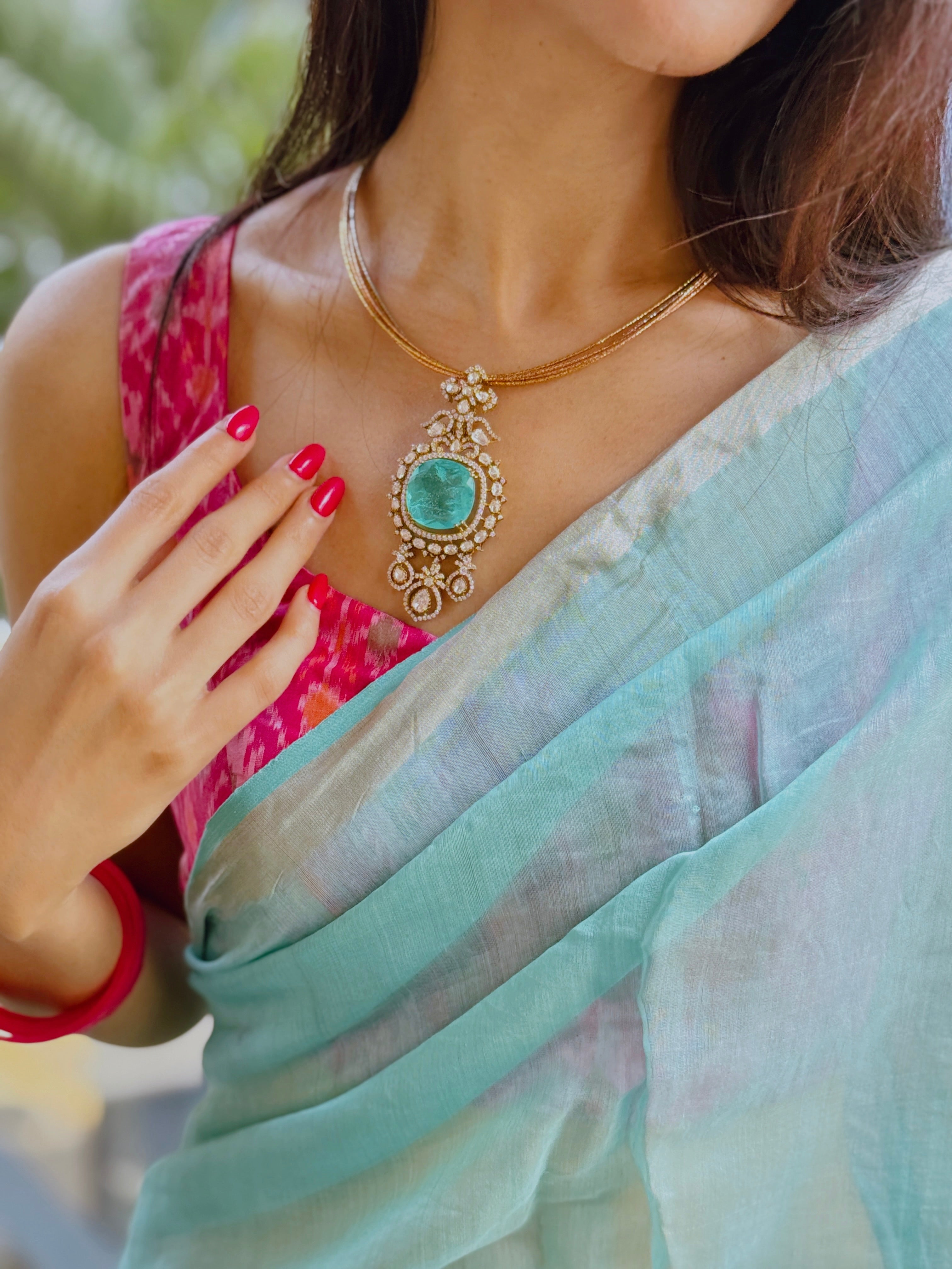 Aqua Royal Emerald Pendant