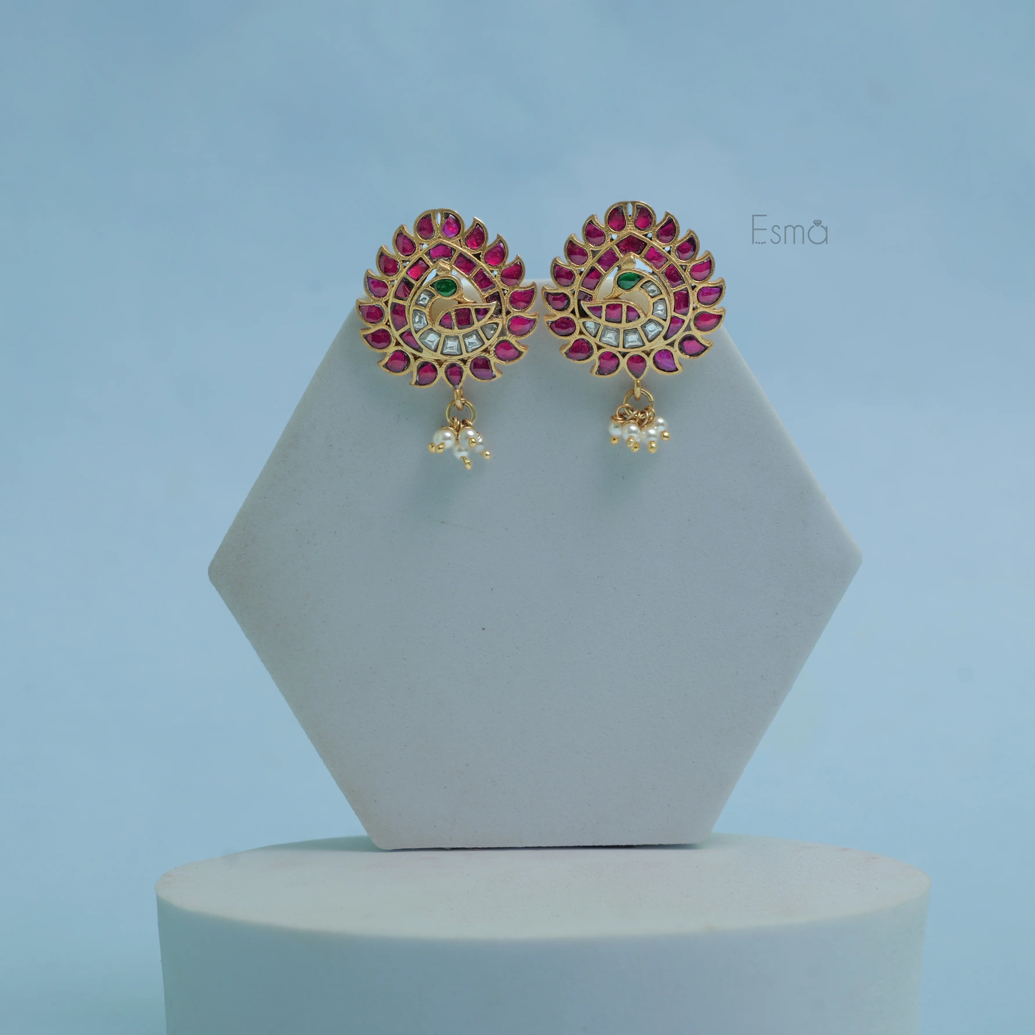 Mayura Ruby Kundan Studs