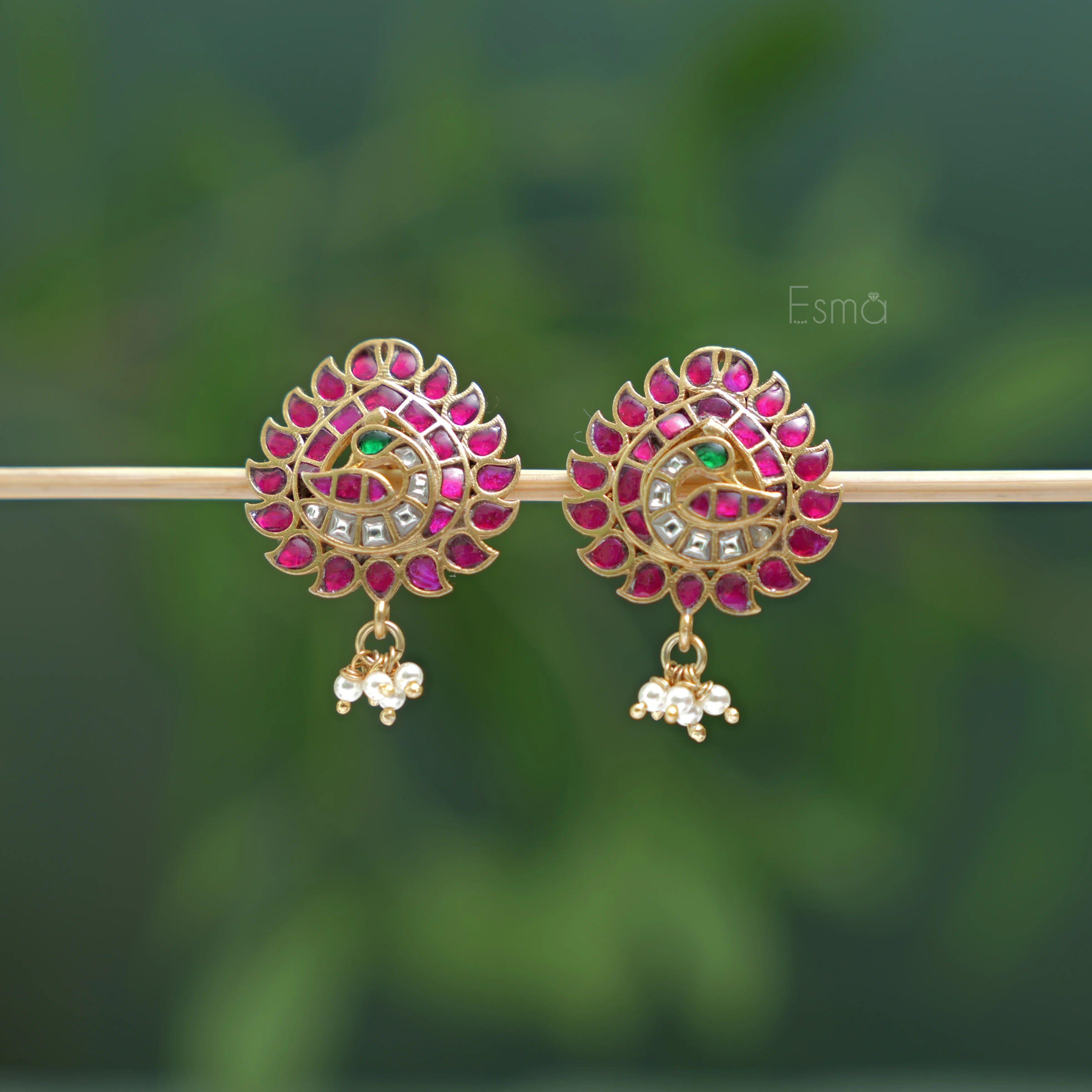 Mayura Ruby Kundan Studs