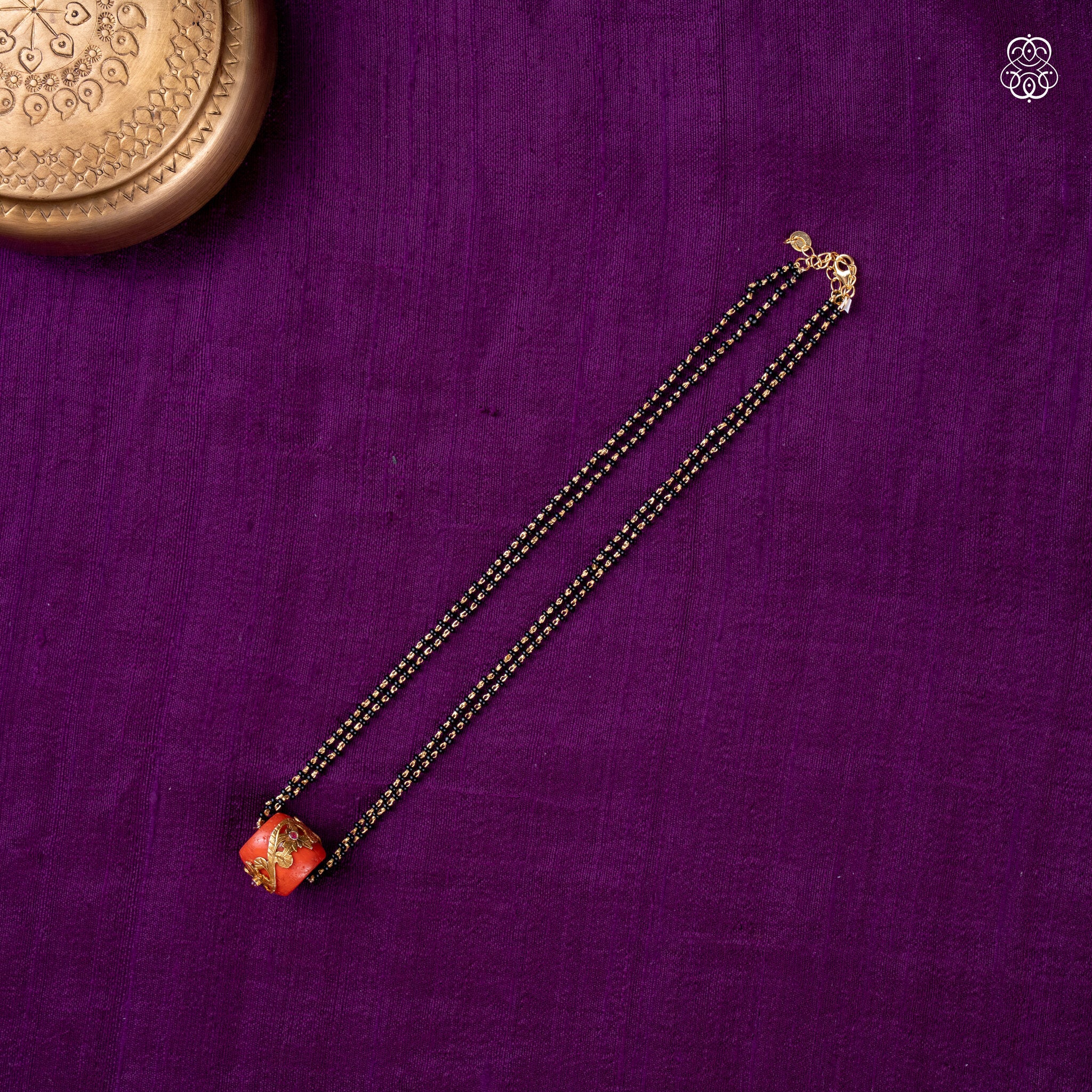 black beads with coral