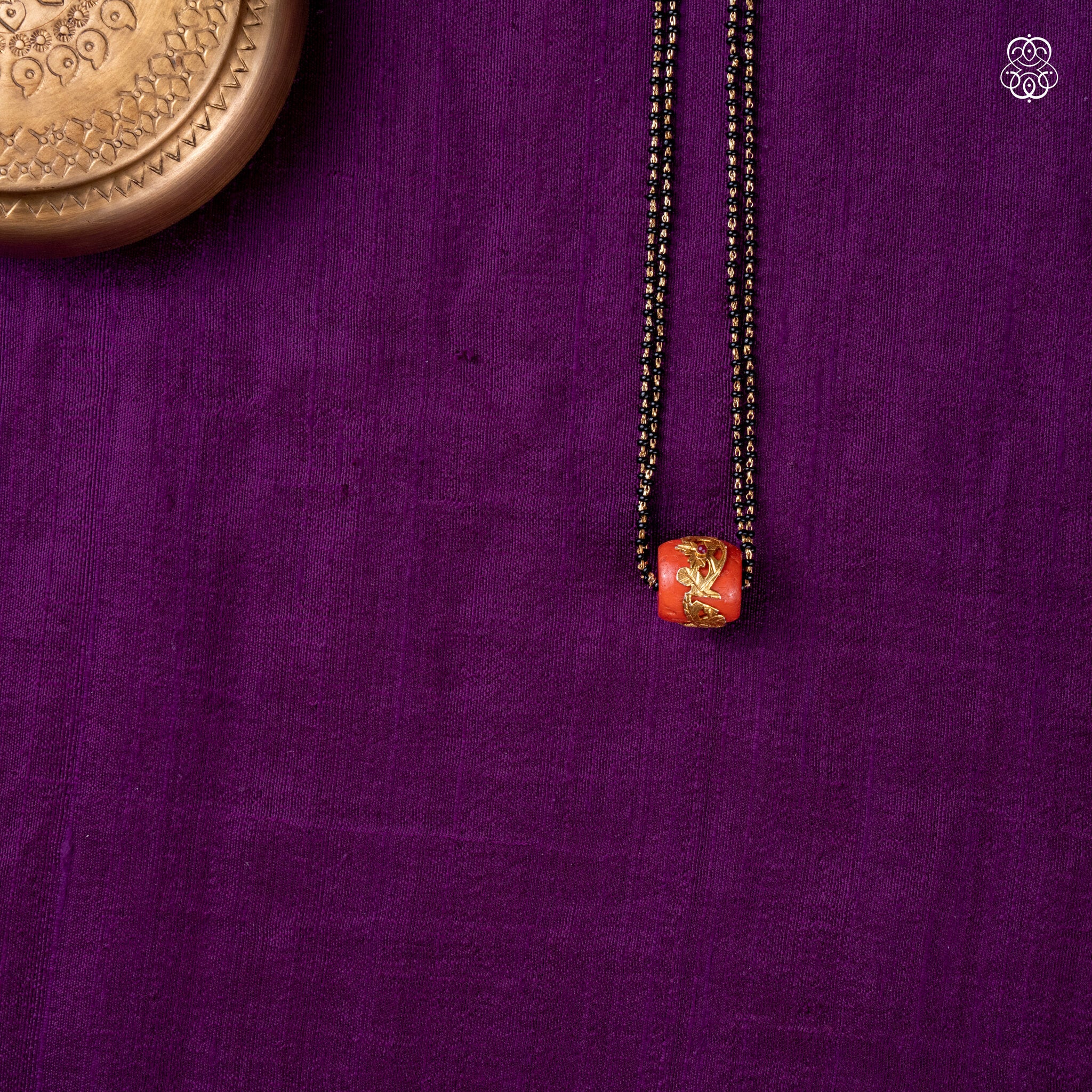 black beads with coral