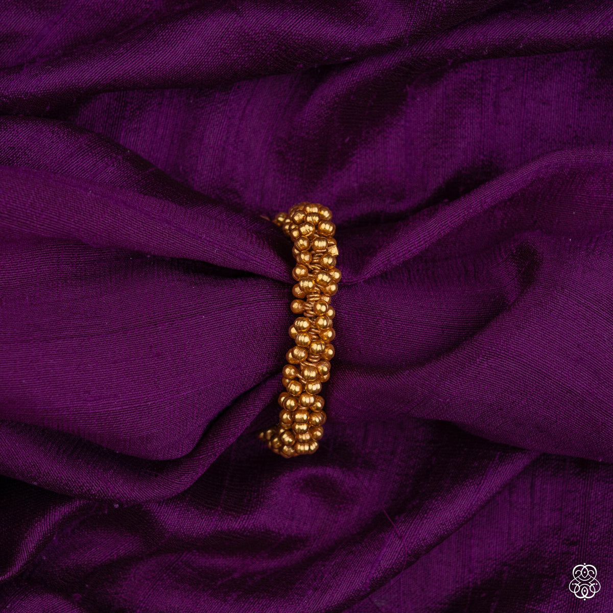 Gundumani gold bead cluster bangle in 92.5 sterling silver with 22k gold plating