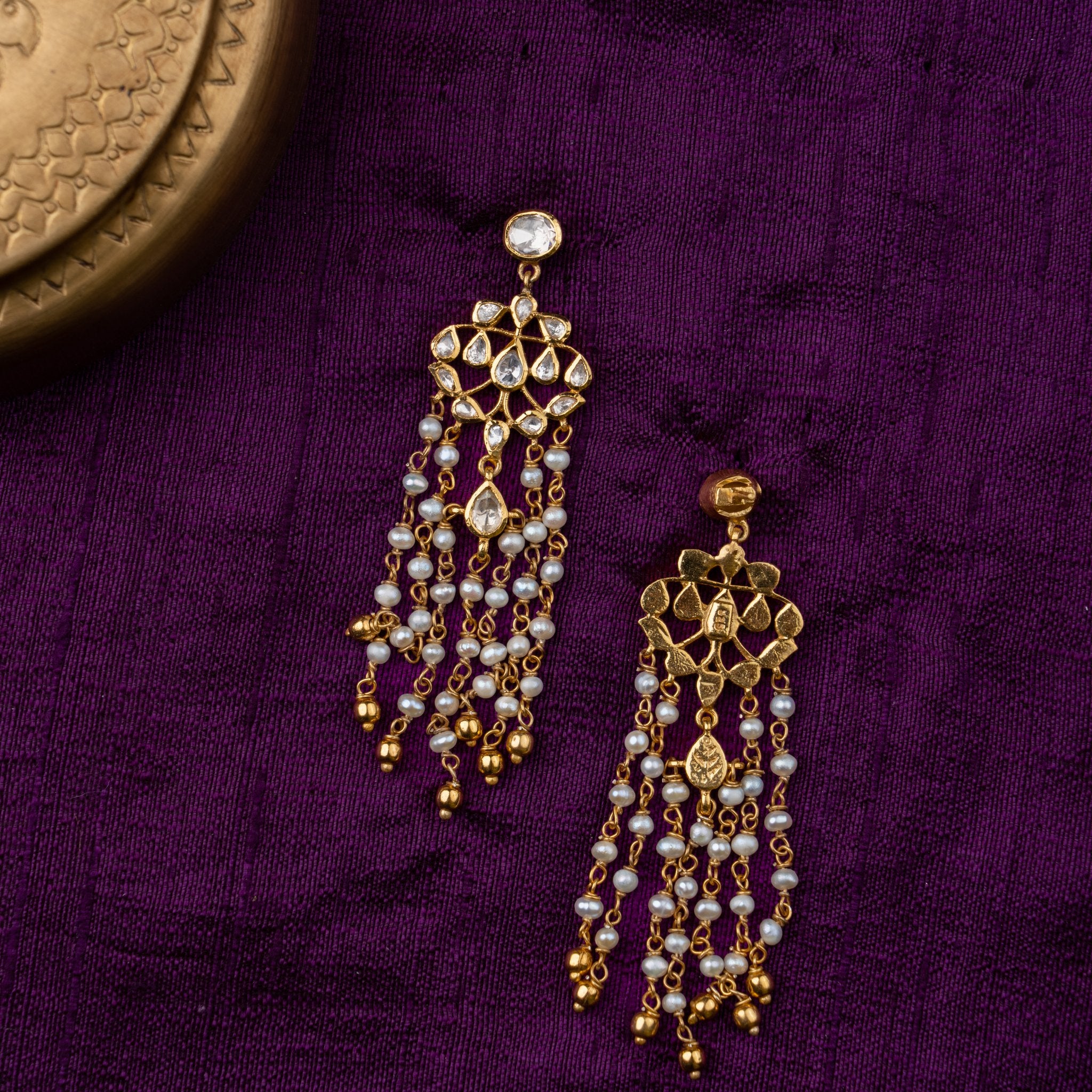 Moti Jhalar Earrings