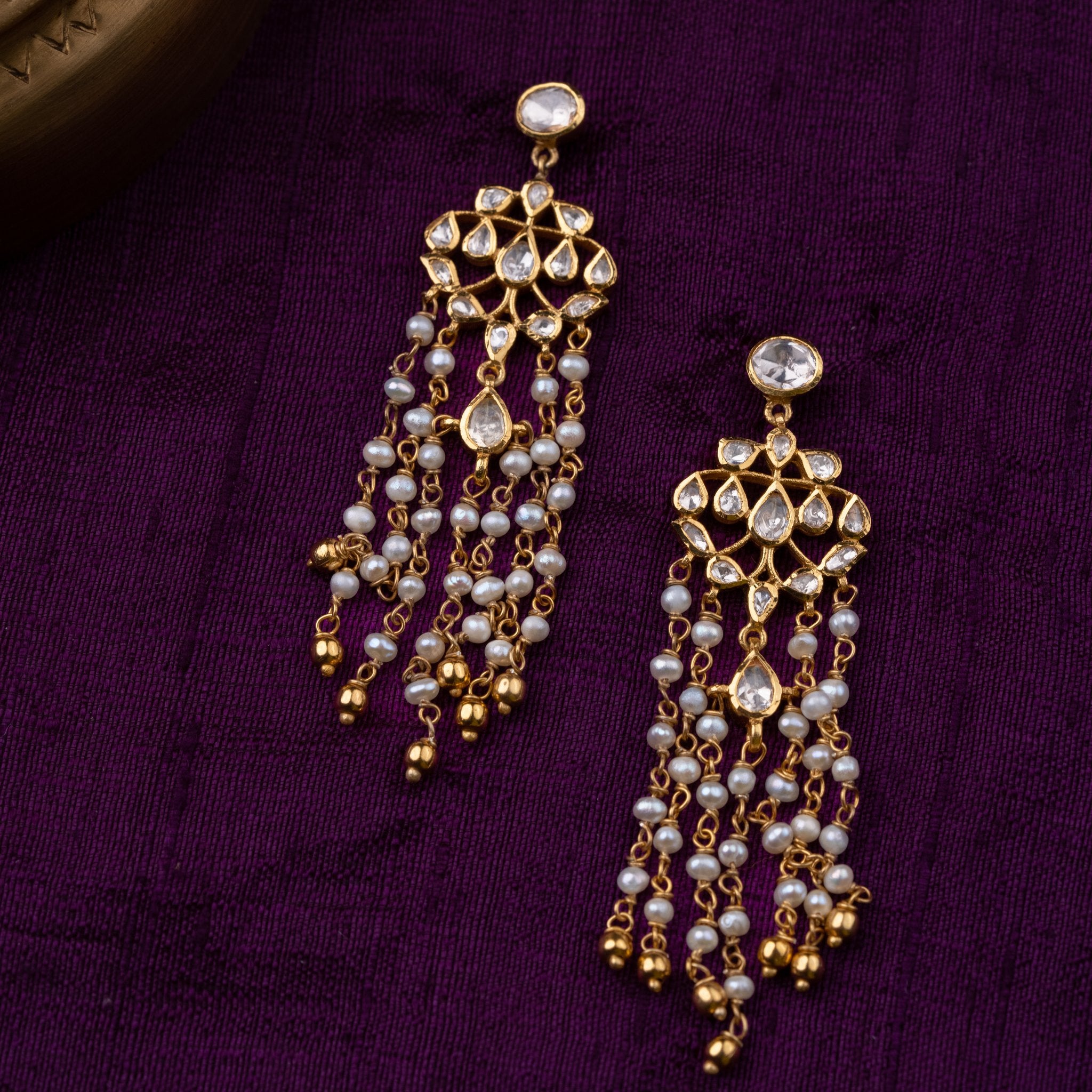 Moti Jhalar Earrings