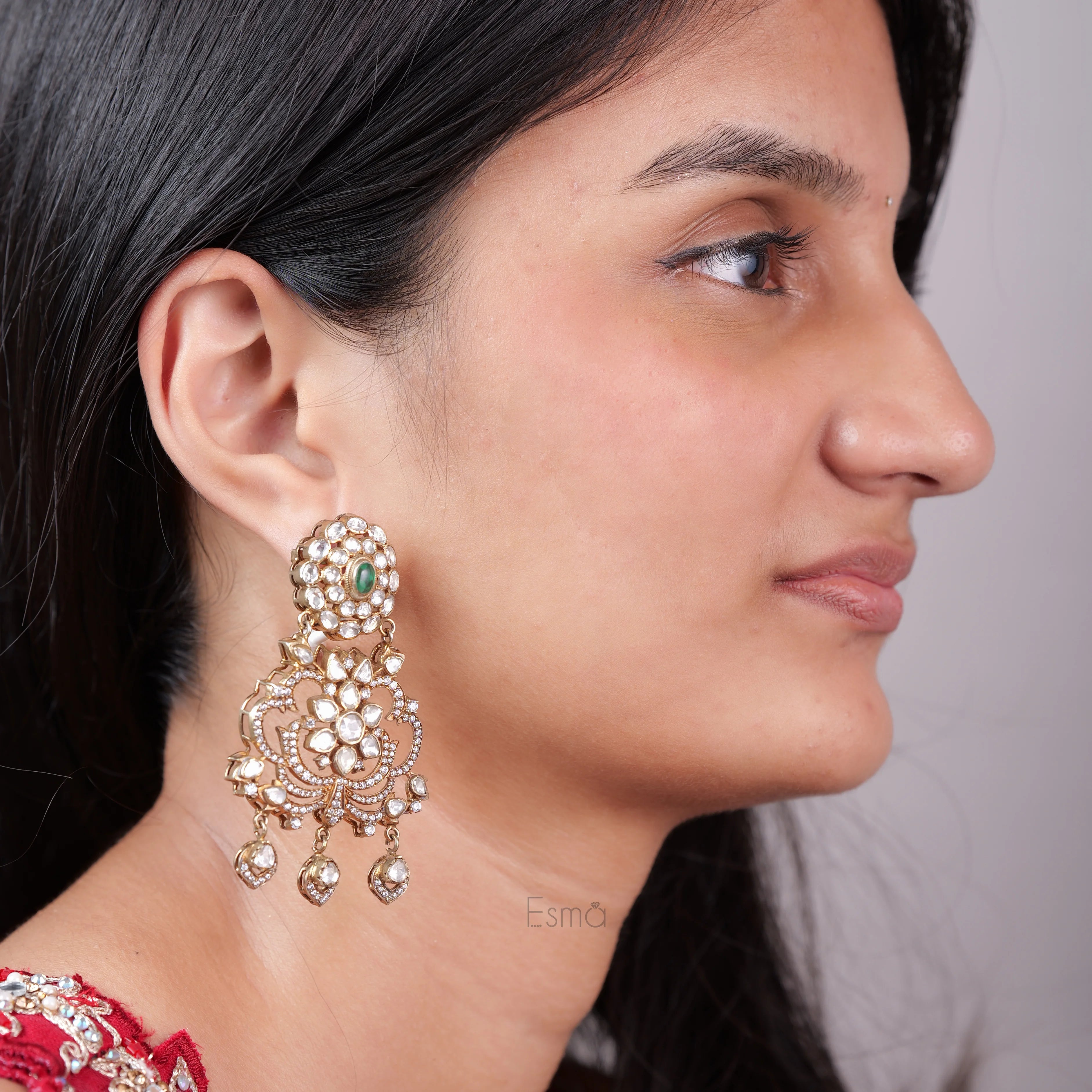 Emerald Blossom Chandelier Earrings